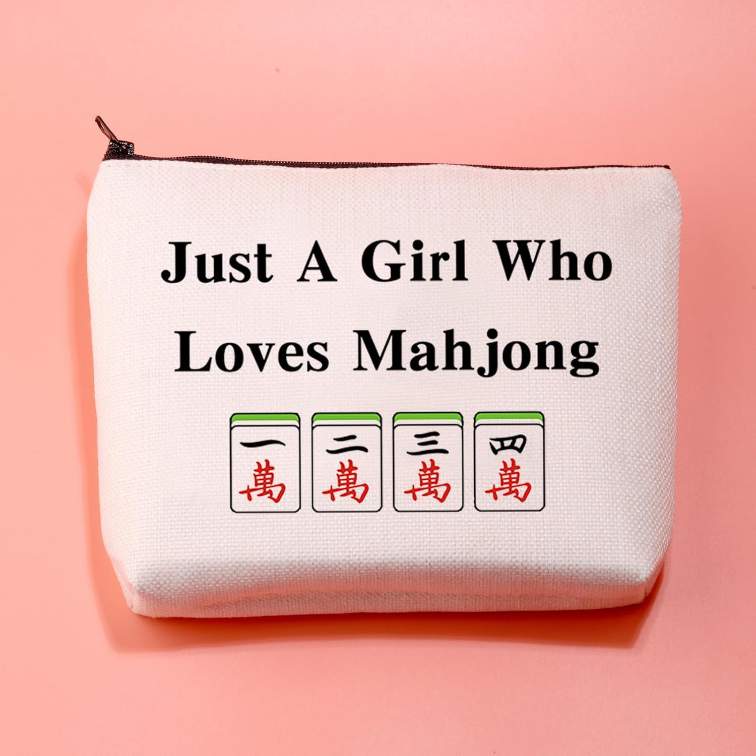 JXGZSO Lucky Mahjong Tiles Bag - Just A Lady Who Loves Mahjong Board Game Storage Bag