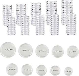 Prophila Collection Münzkapsel-Sortiment Euro 16,5 bis 33 mm Innendurchmesser, insgesamt 100 Kapseln