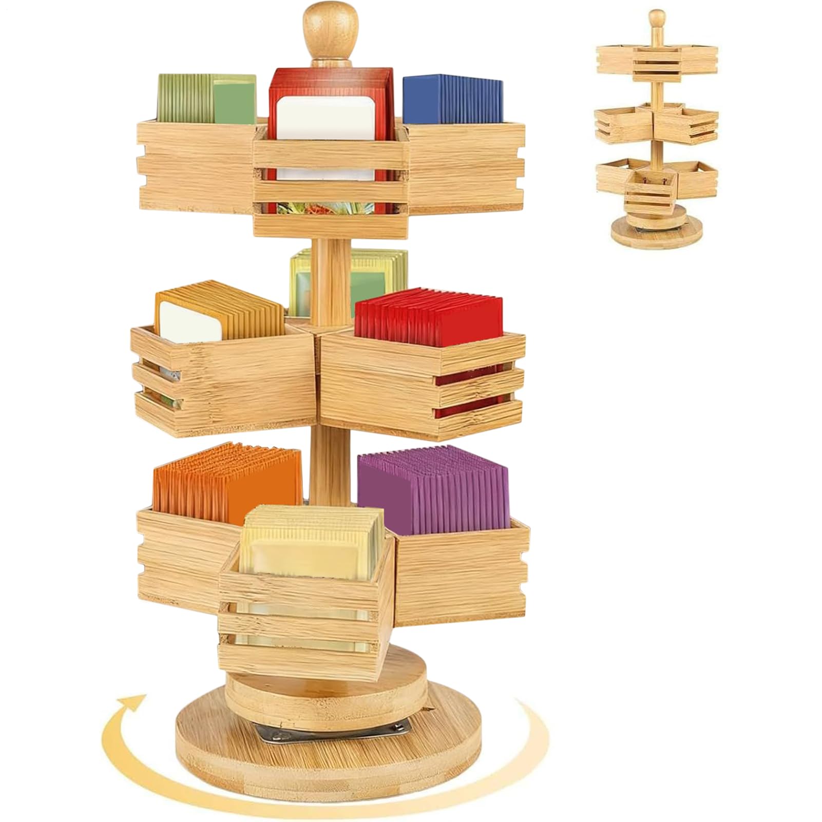 Organisateur de rangement de thé coffre rotatif 3 niveaux cuisine