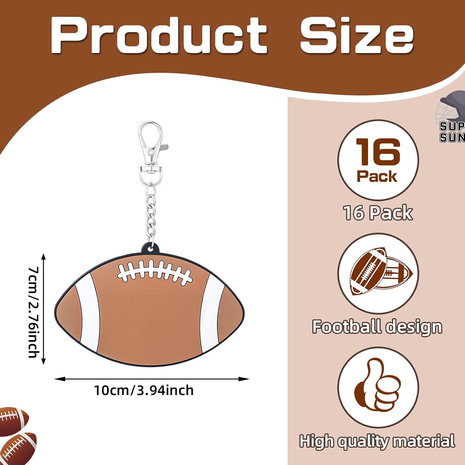 Landical 16 Pcs Football Backpack tag Luggage Tags Keychain Metal Clasp image 2