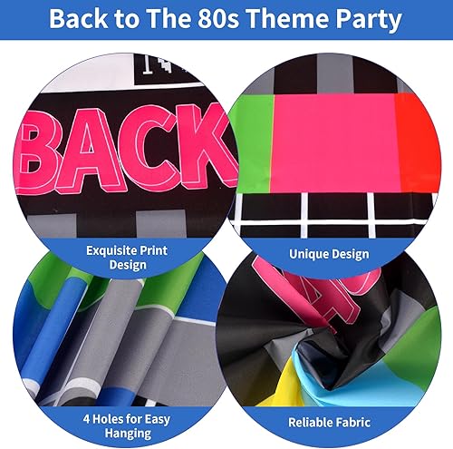 Miniatura 3 de Decoraciones de fondo de fiesta temática de los años 80, pancarta de cumpleaños de los 80, fondo de cabina de fotos de los años 80 para adultos,