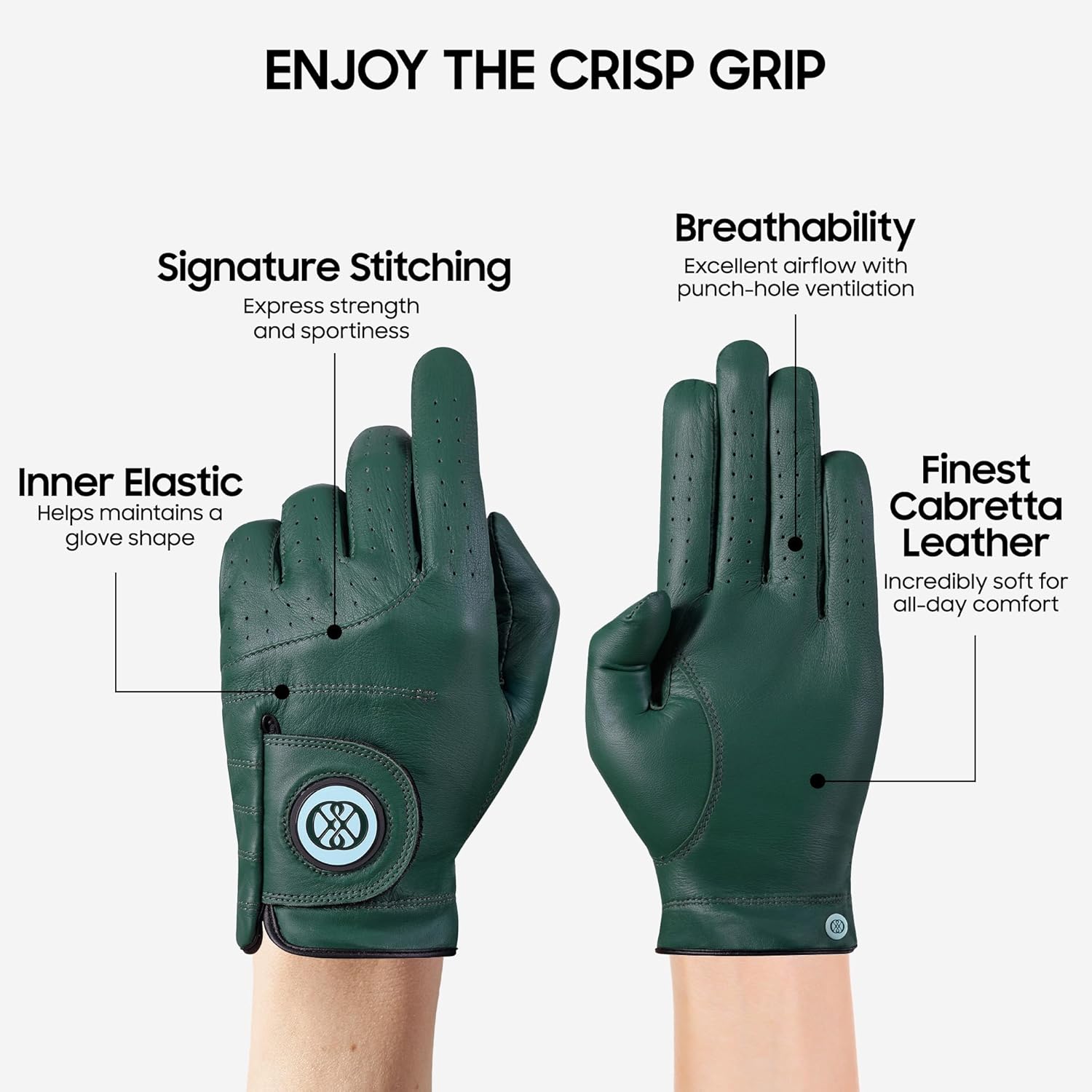 CLAPLEY Men’s Golf Glove – Premium Cabretta Leather with Magnetic Ball Marker, Breathable Design, Good Elasticity, Precious Gift for Golfers, Super Soft Feel, Left and Right Hand, Secure Fit