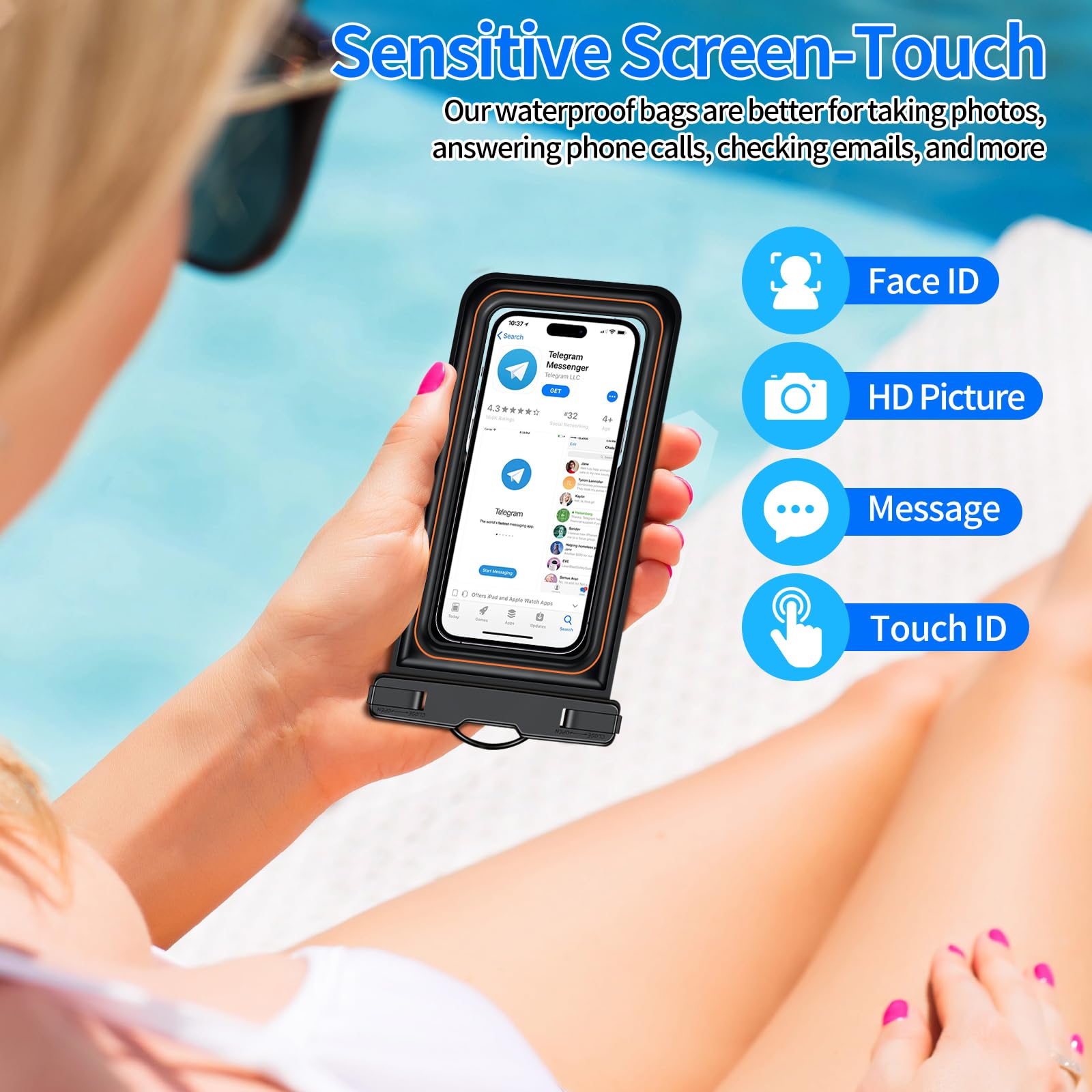 Zestaw 2 wodoodpornych etui na telefony komórkowe IP68 z wyściółką do pływania,dla iPhone 15 14 13 Pro Max,Galaxy S23 S22 itp,fotografia podwodna dla smartfonów o przekątnej do 7,2 cala