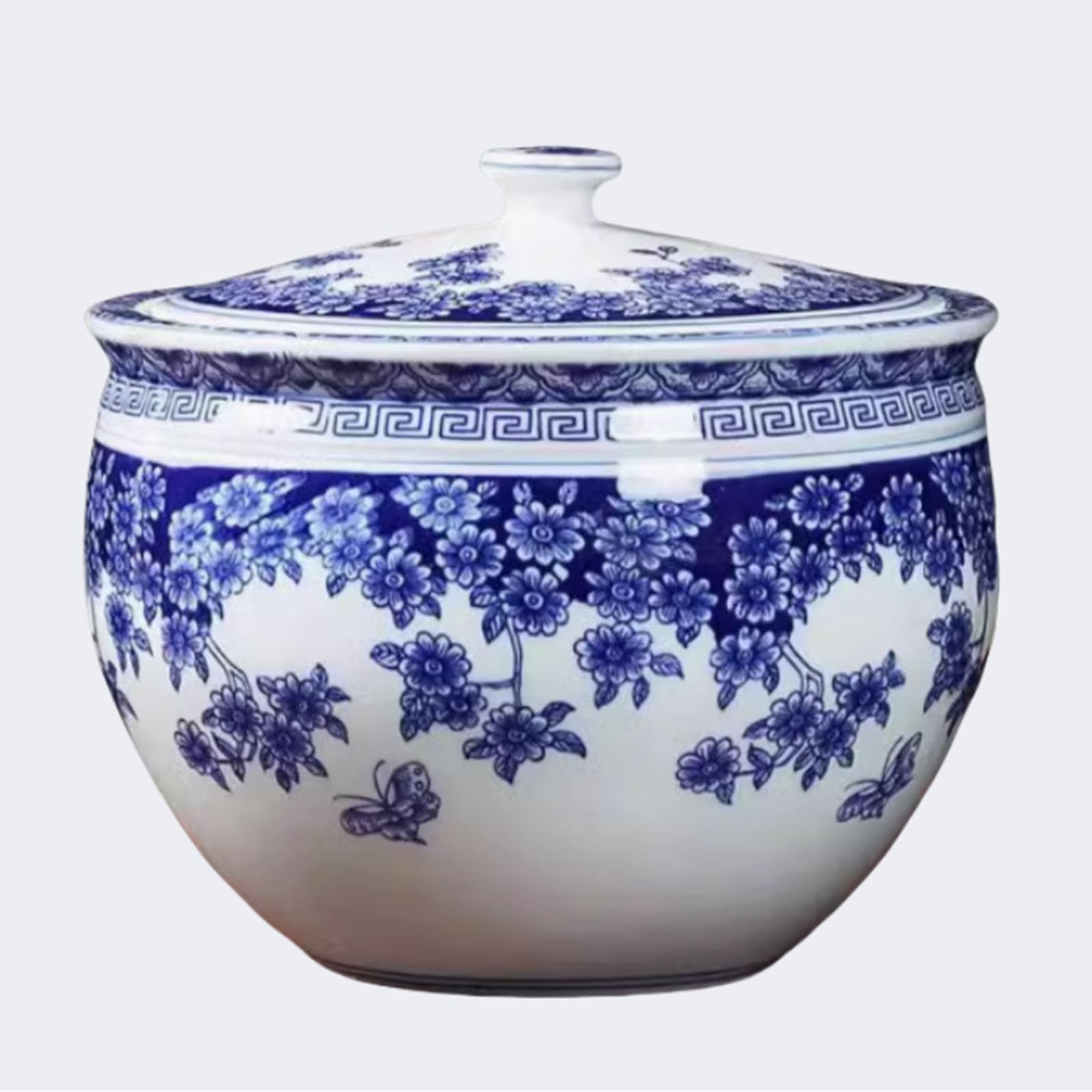 Ixtregzjkm A Rice Storage Container, Kitchen Rice Bucket, Ceramic Rice Bucket With Lid, Ceramic Rice Dispenser, Large Ceramic Rice Jar, Grain Dispenser For Corn, Soybeans, Flour, Oatmeal 10Kg