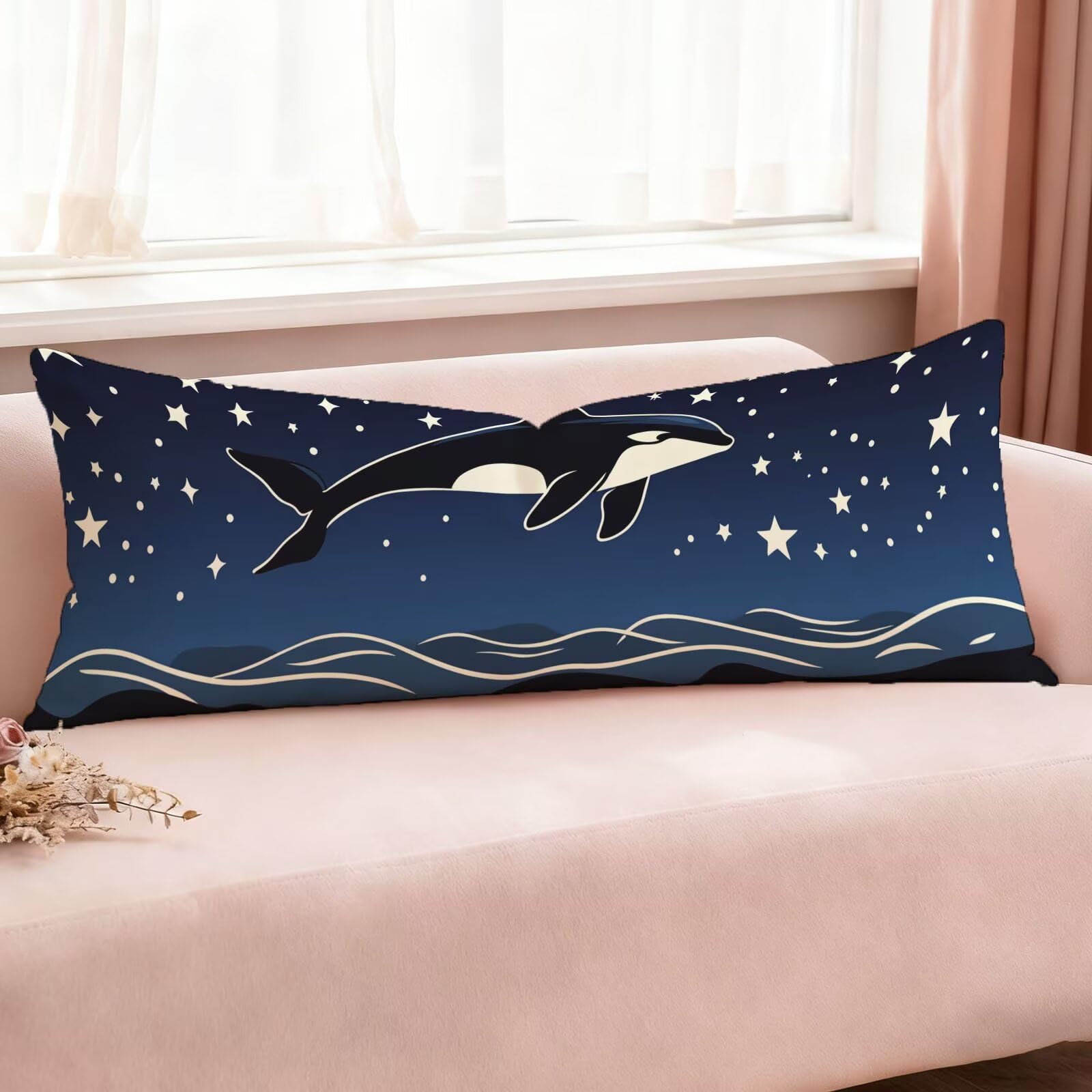 Poszewki na poduszki do łóżka 60 x 180 cm poszewki na poduszki granatowe poszewki na poduszki do łóżka czarny aksamit poszewki na poduszki na sofę, miękki dwustronny nadruk poszewka na poduszkę z