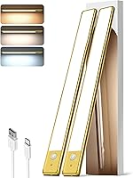 Vista 8 de EZVALO Iluminación bajo gabinete, luz LED recargable de 98 LED con sensor de movimiento para interiores, luces magnéticas regulables para armario