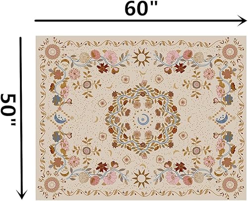 Miniatura 7 de TTYQXZ Tapiz de pared bohemio – Tapiz floral para colgar en la pared, luna celestial, luna y estrella, hippie para decoración del hogar, decoración