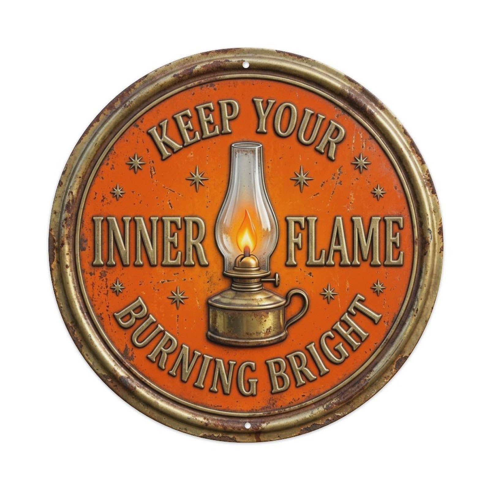 Oil Lamp Flame Bedroom Vintage Metal Tin Sign Plaque Wall Decor for Cafe, Club Bar, Office, Garden Metal Poster 8x8Inch