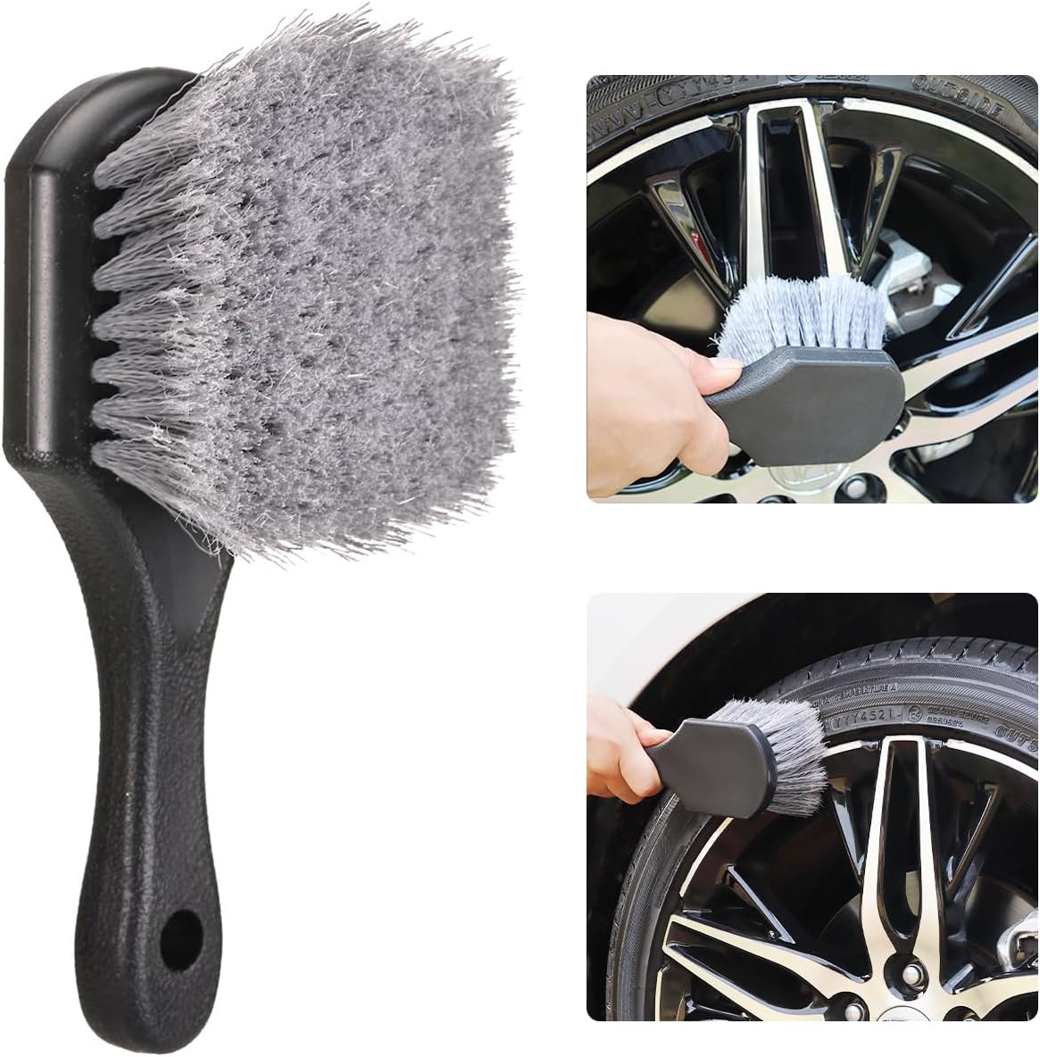Tire Brush Wheel Cleaner Brush,Soft Bristle Cleaning Brush,Car Wash Brush Clean Tires & Wheel Releases Dirt and Road Grime,Car Accessories for Women/Men,Short Handle for Easy Scrubbing,Scratch-Fr-ee : Everything Else