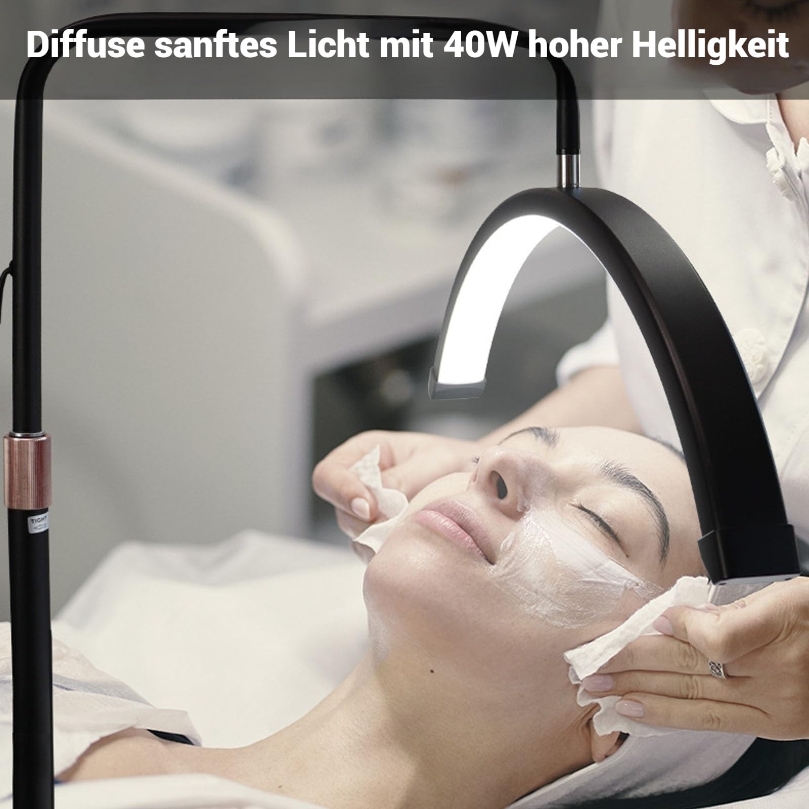 Halbmond lampe 23-Zoll-LED-Mondlicht-Wimpernlampe, Halbmond-LED-Halbmondlicht, Bodenleuchte for Schönheit und Maniküre, Hautpflege, Wimpern, Augenbrauen, Fotografie(Gold)