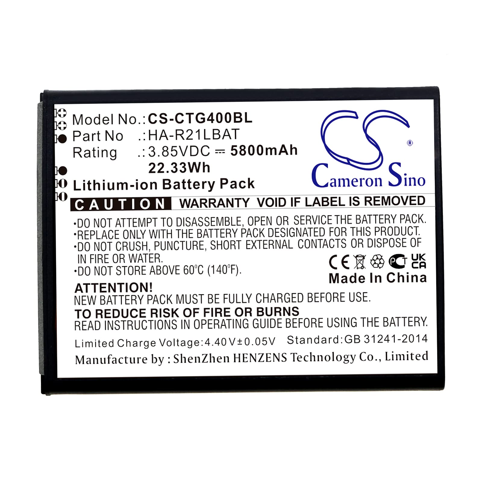 Replacement Battery for C'asio IT-G400,fit Part NO:HA-R21LBAT (5800mAh/3.85V)