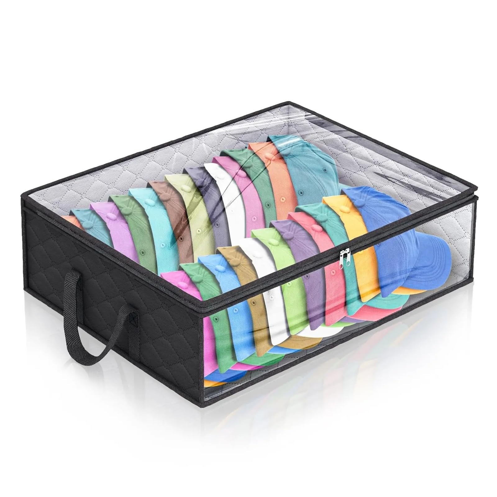MRKU Boîte de Rangement pour sous-vêtements, Chaussettes et Soutiens-Gorge, compartimentée pour Casquettes de Baseball, avec 2 poignées compartimentées, Sac à Chapeau pour Livres et vêtements.