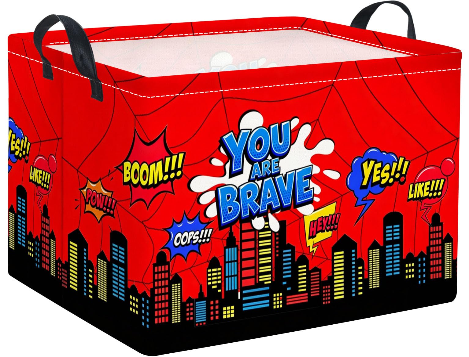 Rectangular Kids Storage Basket Baby Gift Basket Cute Storage Bin Organizer Shelf Book Basket Room Decor(Red City)