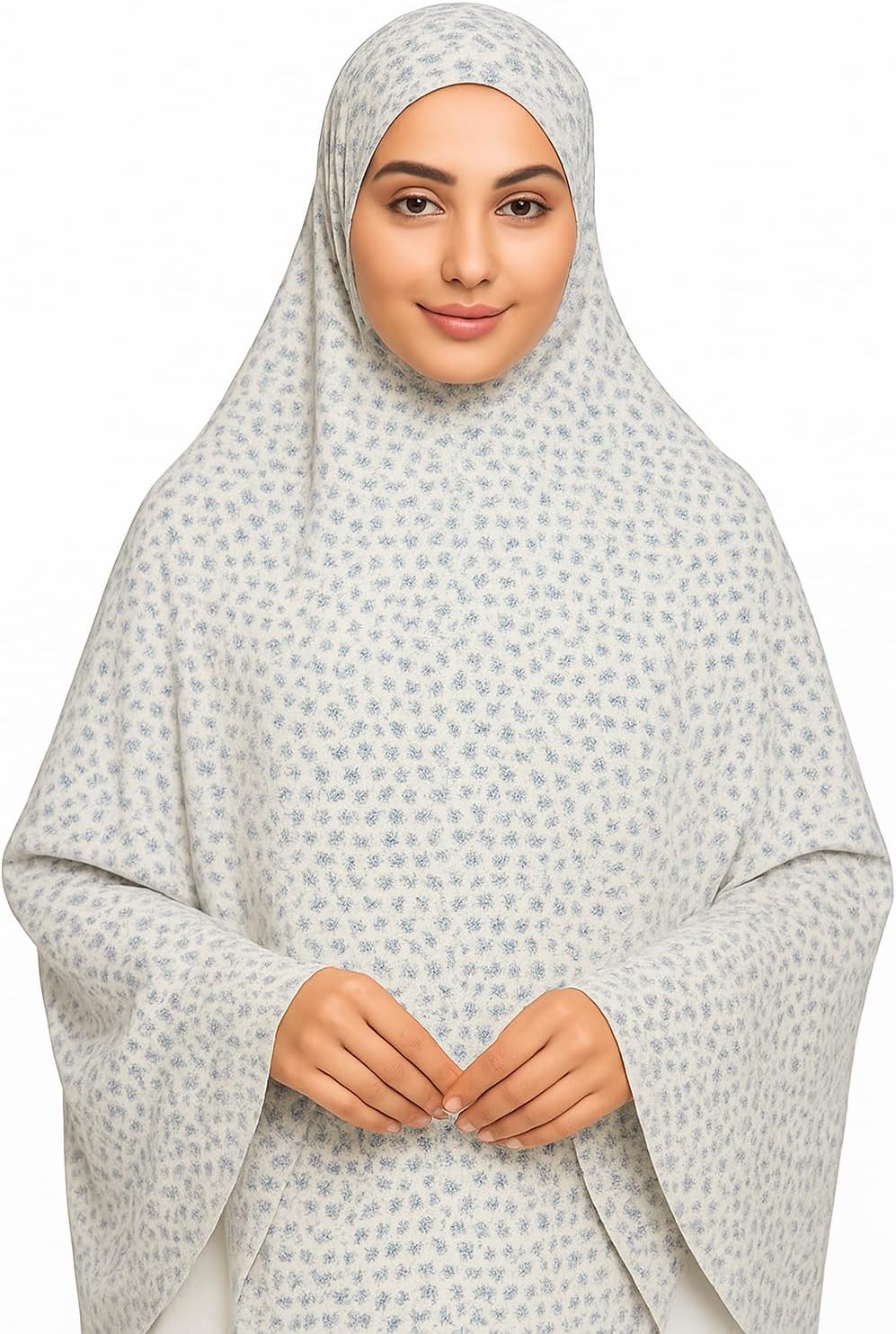 Namaz Hijab For Women, 100% Cotton With Extra Hijab Cap, Khimar With Latest Floral Designs, Female, White, WHITE, FREE SIZE