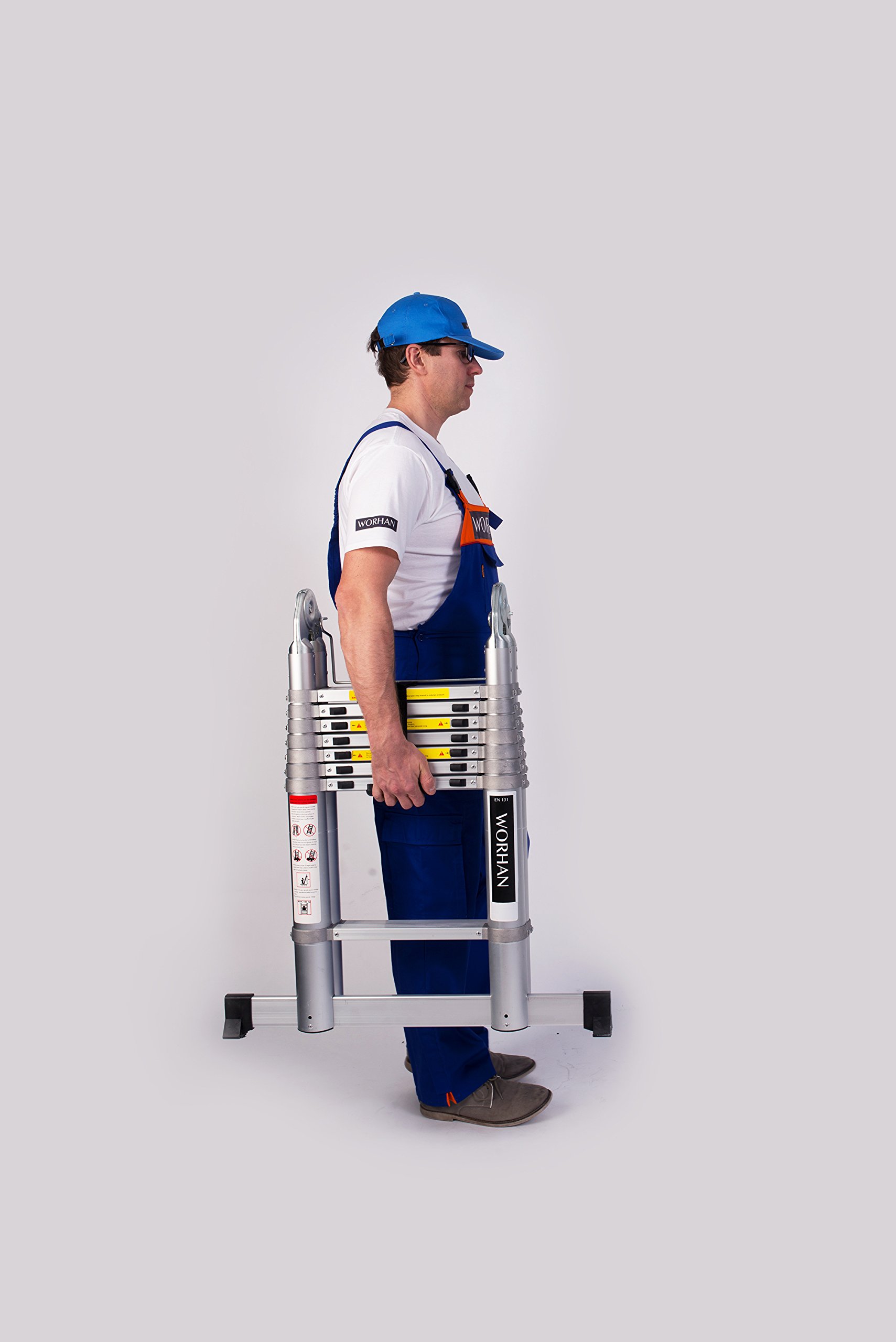 3.2m TELESKOPLEITER MIT ALUMINIUMRINGEN ANLEGELEITER KLAPPLEITER TELESKOP Leiter MULTIFUNKTTIONS Leiter 320cm AK3.2+Bag