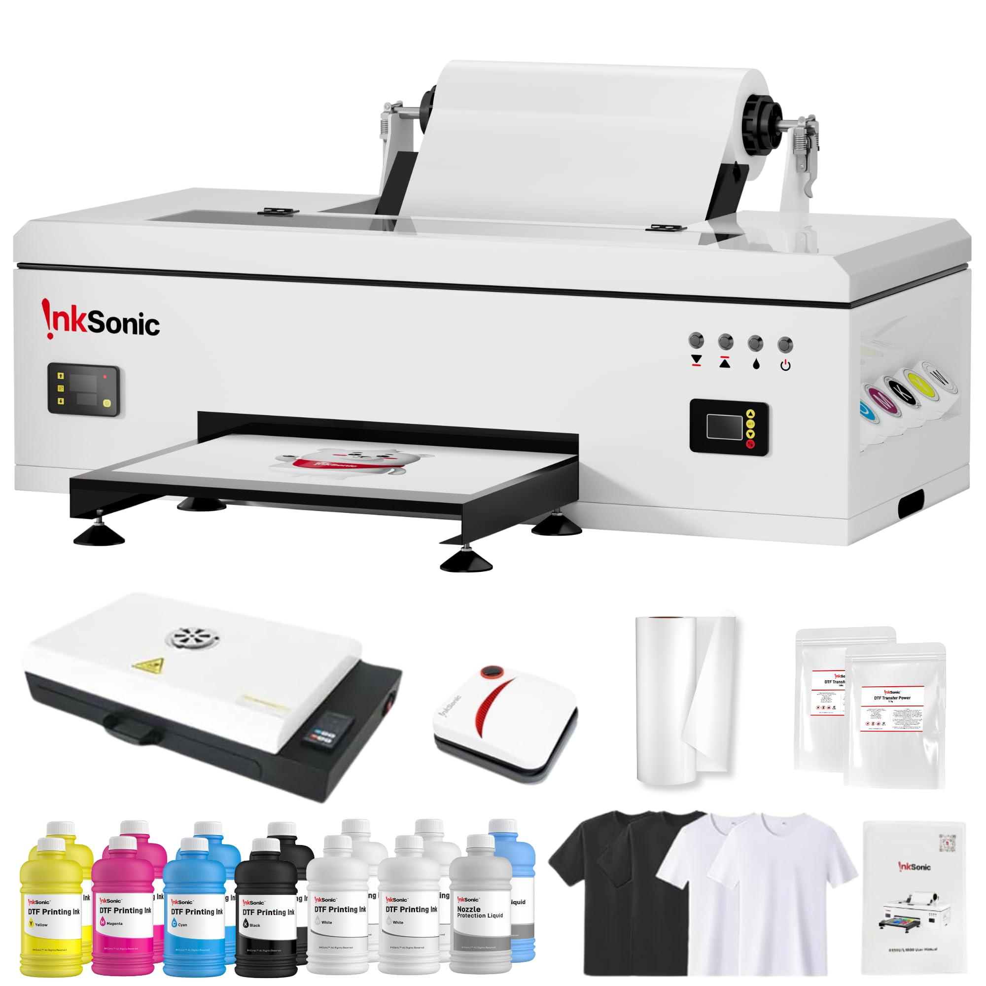 InkSonic 13" A3 L1800 DTF Printer with Curing Oven, Easy-Start Bundle