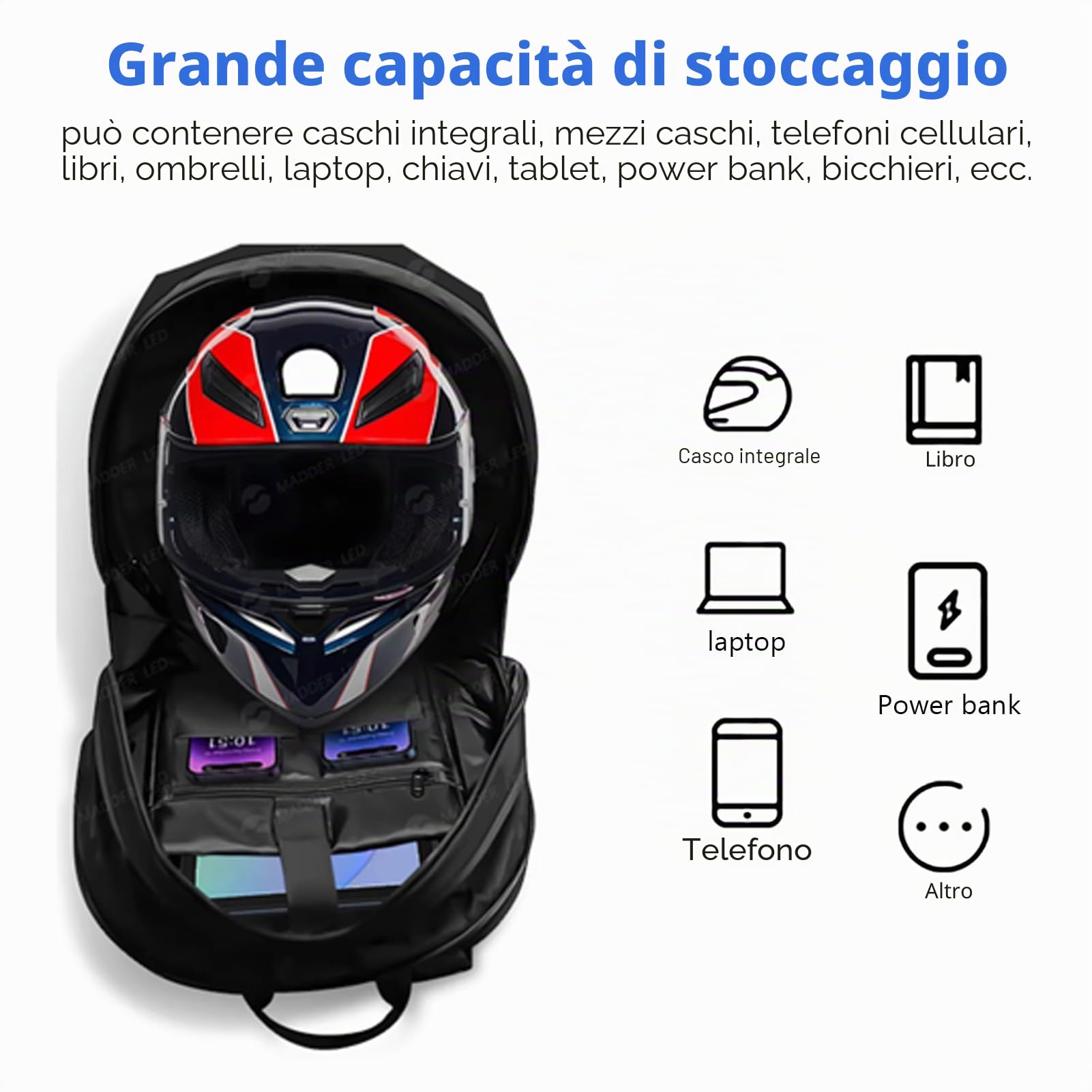 Zaino per Moto a LED, Knight -Back, Zaino LED con Fai -Te Programmabile