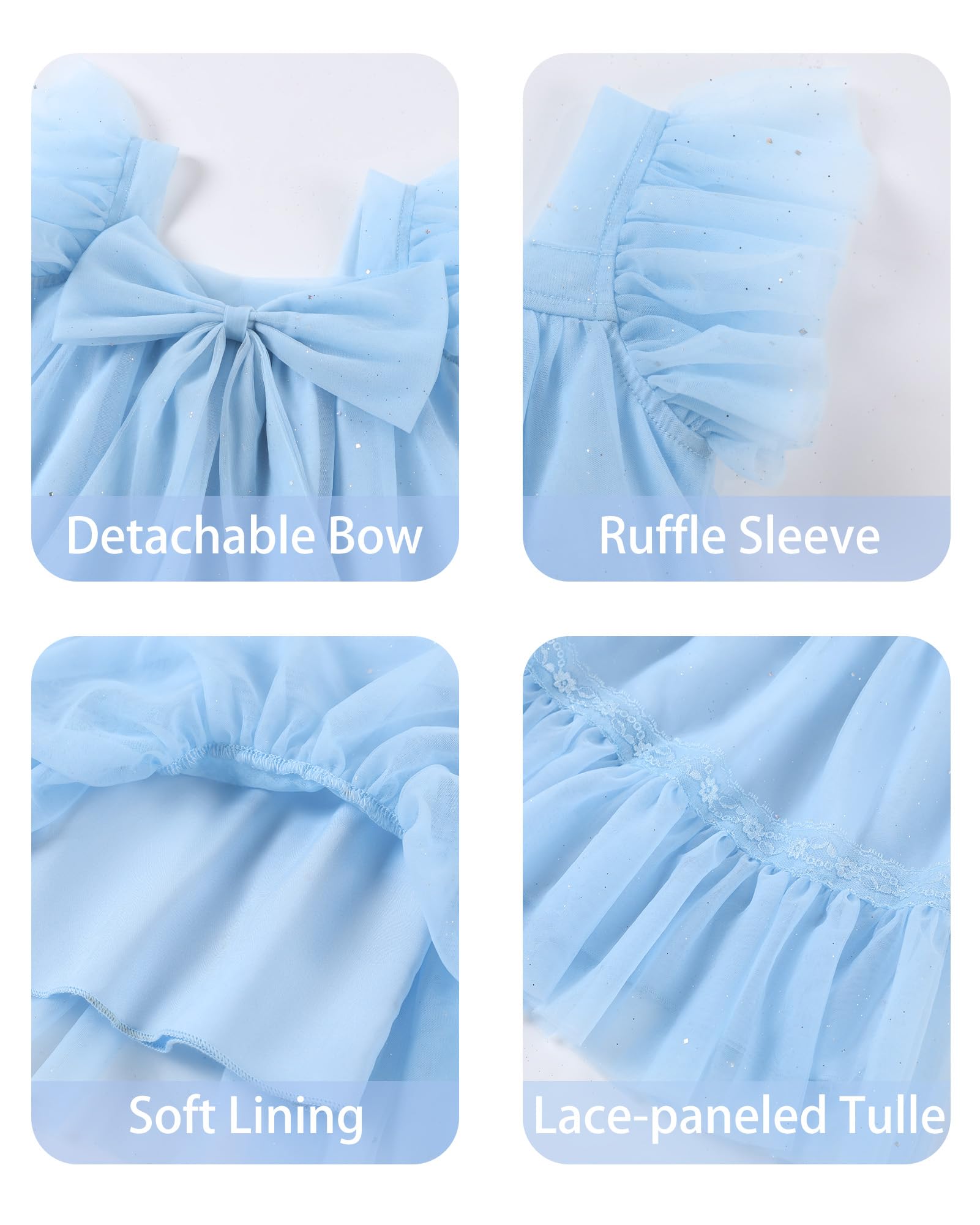 ZOEREA Vestido de Tul para niña pequeña, Volantes, sin Mangas, Vestido para niña para cumpleaños y Tiempo Libre 18M–6 años