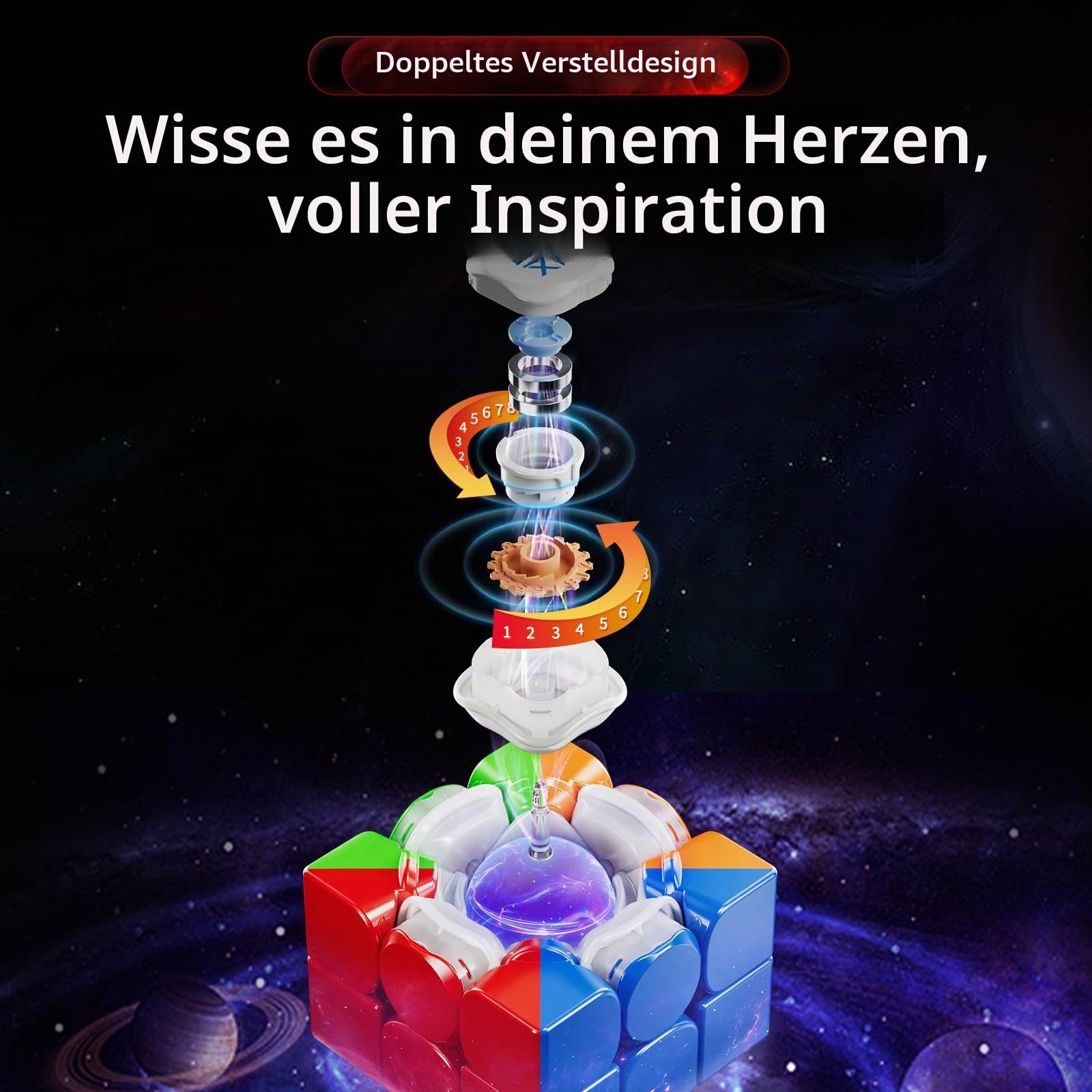 Moyu WRM V10 Maglev Speed Cube, 100 Magnete Magnetischer Zauberwürfel 3x3, Puzzle Geeignet für Wettkampftraining und Geburtstagsgeschenke (Ball-Kern Maglev UV-Version)