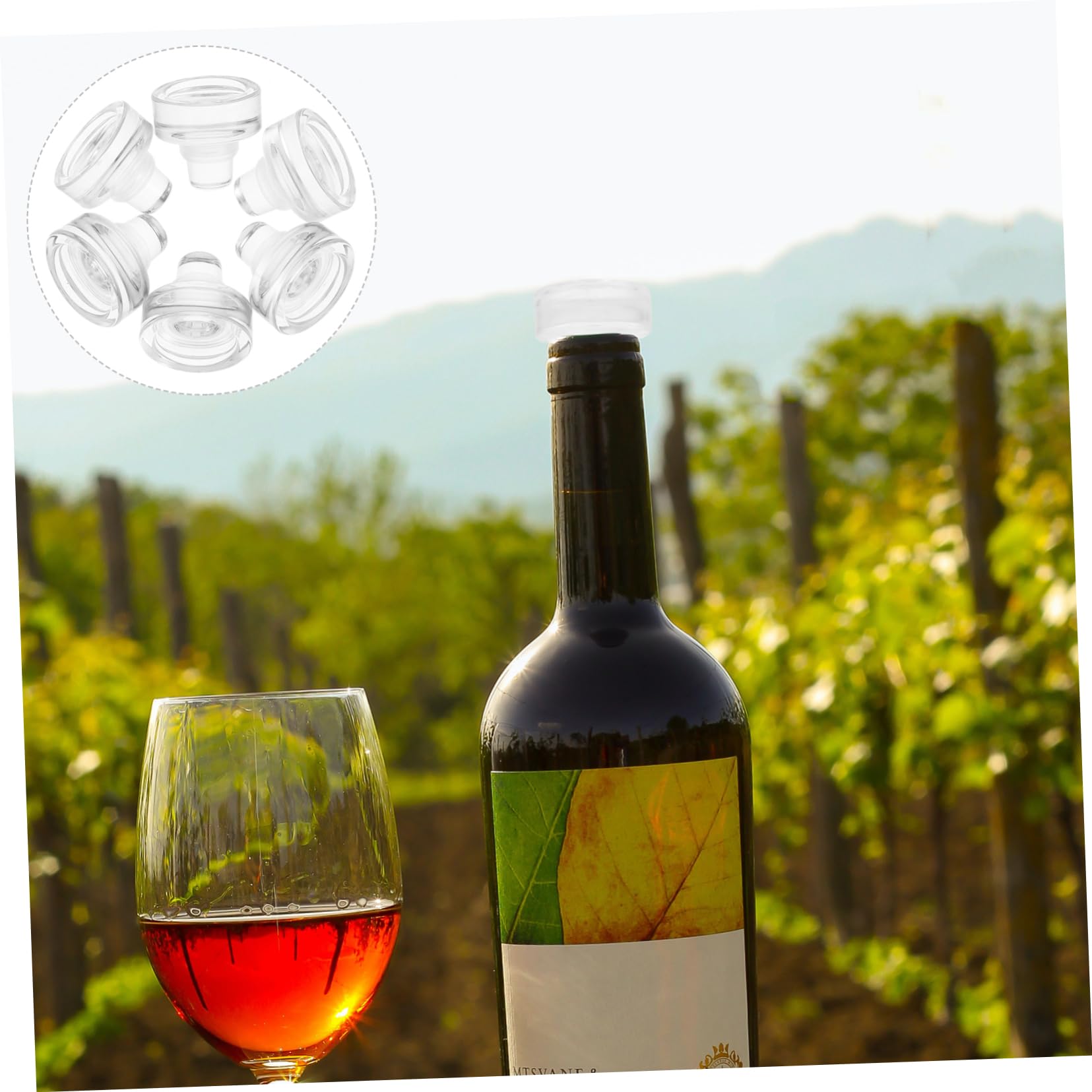 SOLUSTRE Tapón de Vino Reutilizables de Vidrio y Silicona, en T 10 Piezas