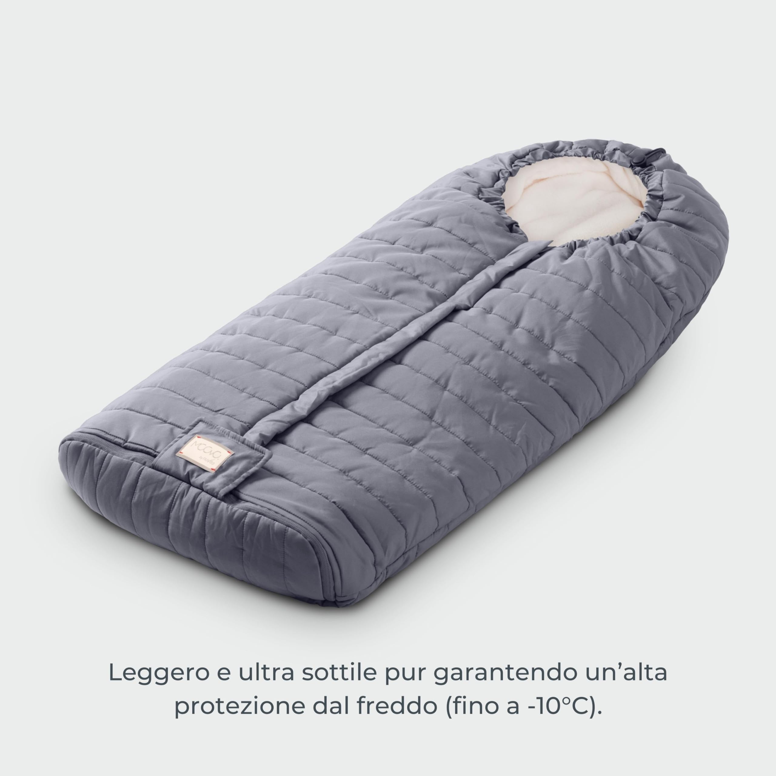 Nuvita Moovo 9658 Junior Slender | Sacco universale per passeggino | Massima Protezione dal Freddo da 6 a 36 Mesi (100cm) |Ultra Sottile, Leggero e Protettivo fino a -10°C | Pistacchio