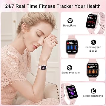 Smart Watches for Women,1.43 & 1.83 HD Watch with Calls and Messages/Heart Rate/Sleep/Female Cycle,Fitness Tracker Smartwatch for Android/iOS Compatible,Pink & Pink/3 Watch Straps