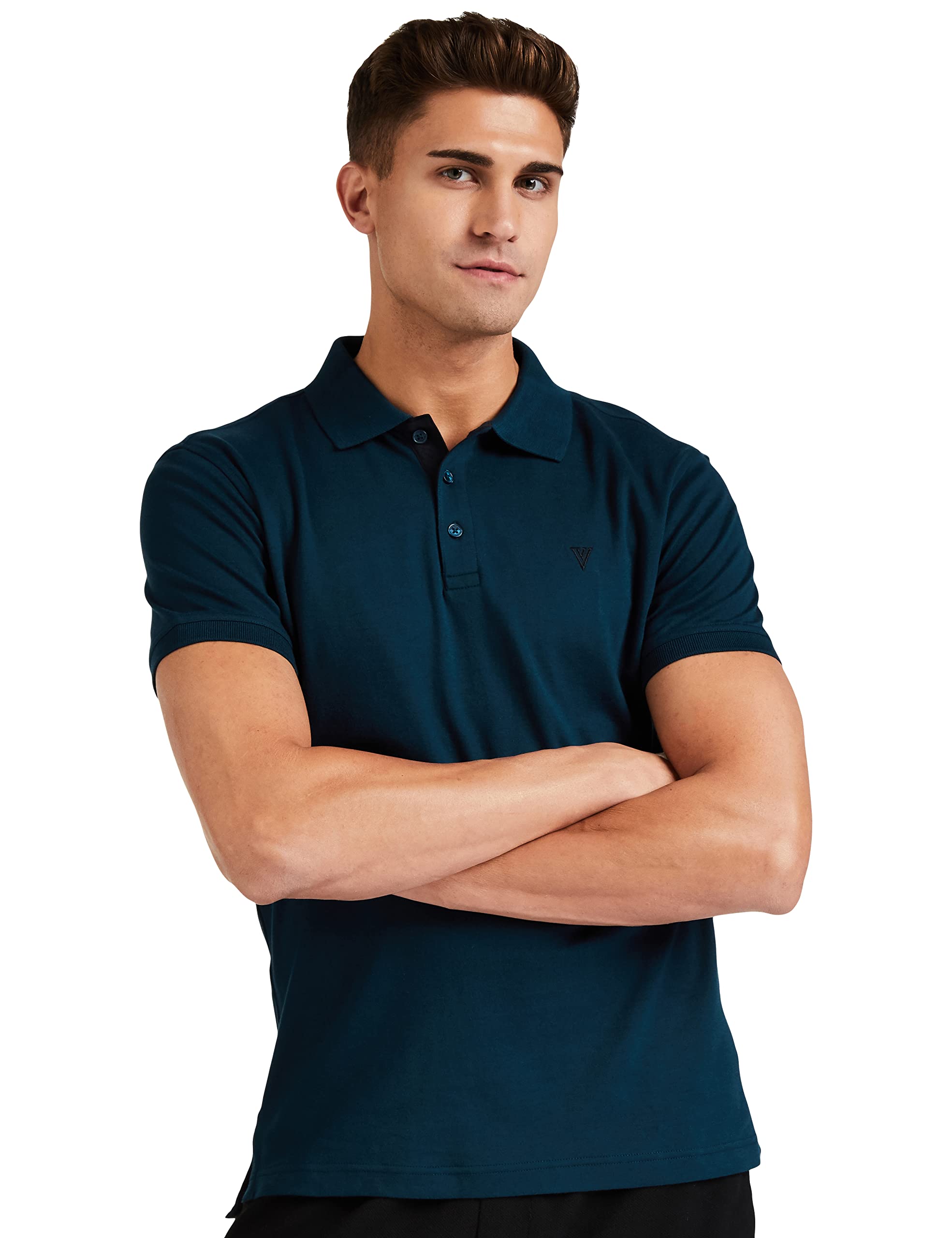Van HeusenMen's Cotton Regular Fit Athleisure Ultra Soft Polo T-Shirt - Short Sleeve, Textured
