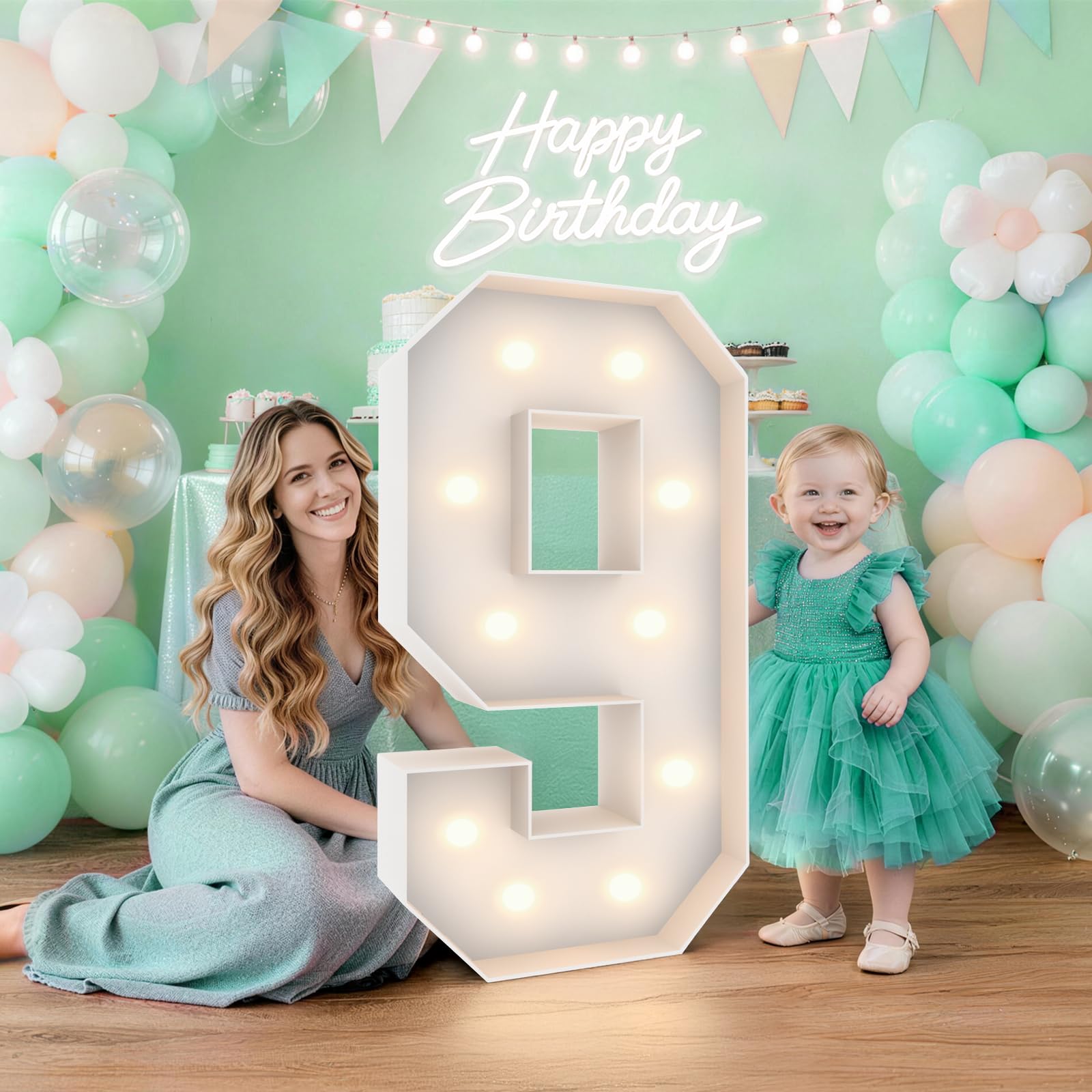 Chiffres lumineux 9m pour chapiteau pour créer un décor d'anniversaire mémorable
