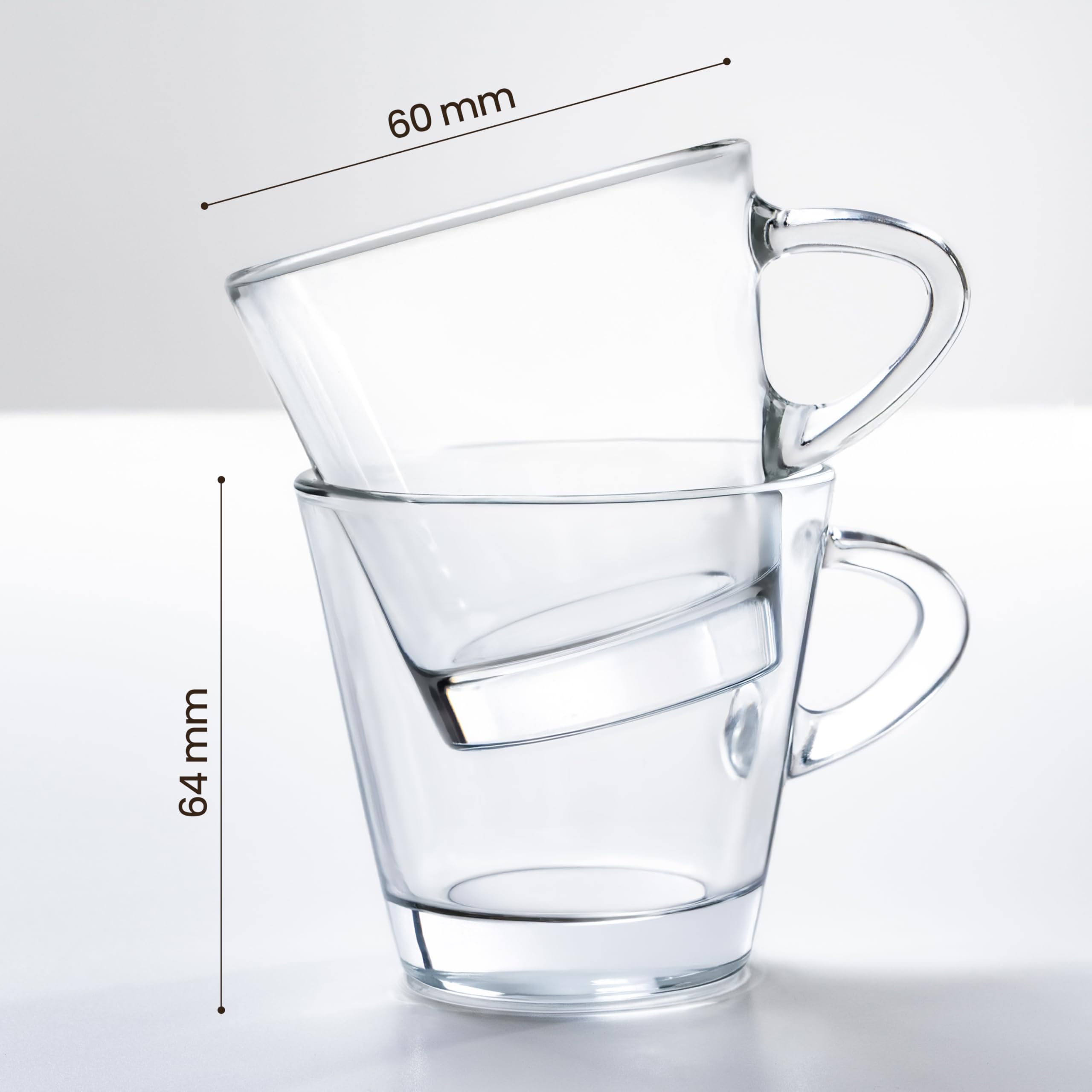 KONZEPT Espressotassen 80 ml, 6er Set, Espressogläser mit Henkel