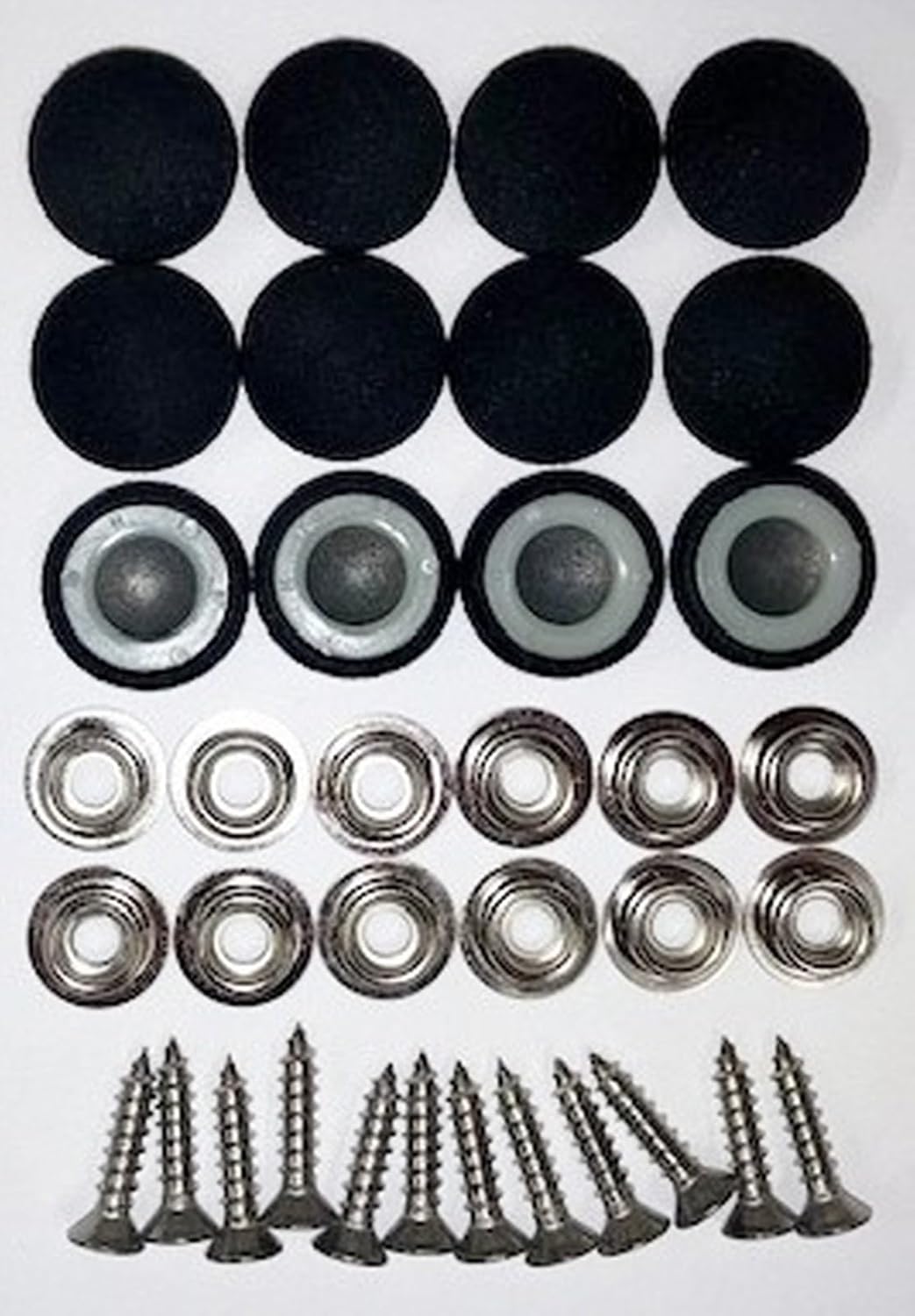 Set of 12 Dura Snap Upholstery Buttons Black Faux Suede (#30-3/4 Diameter)