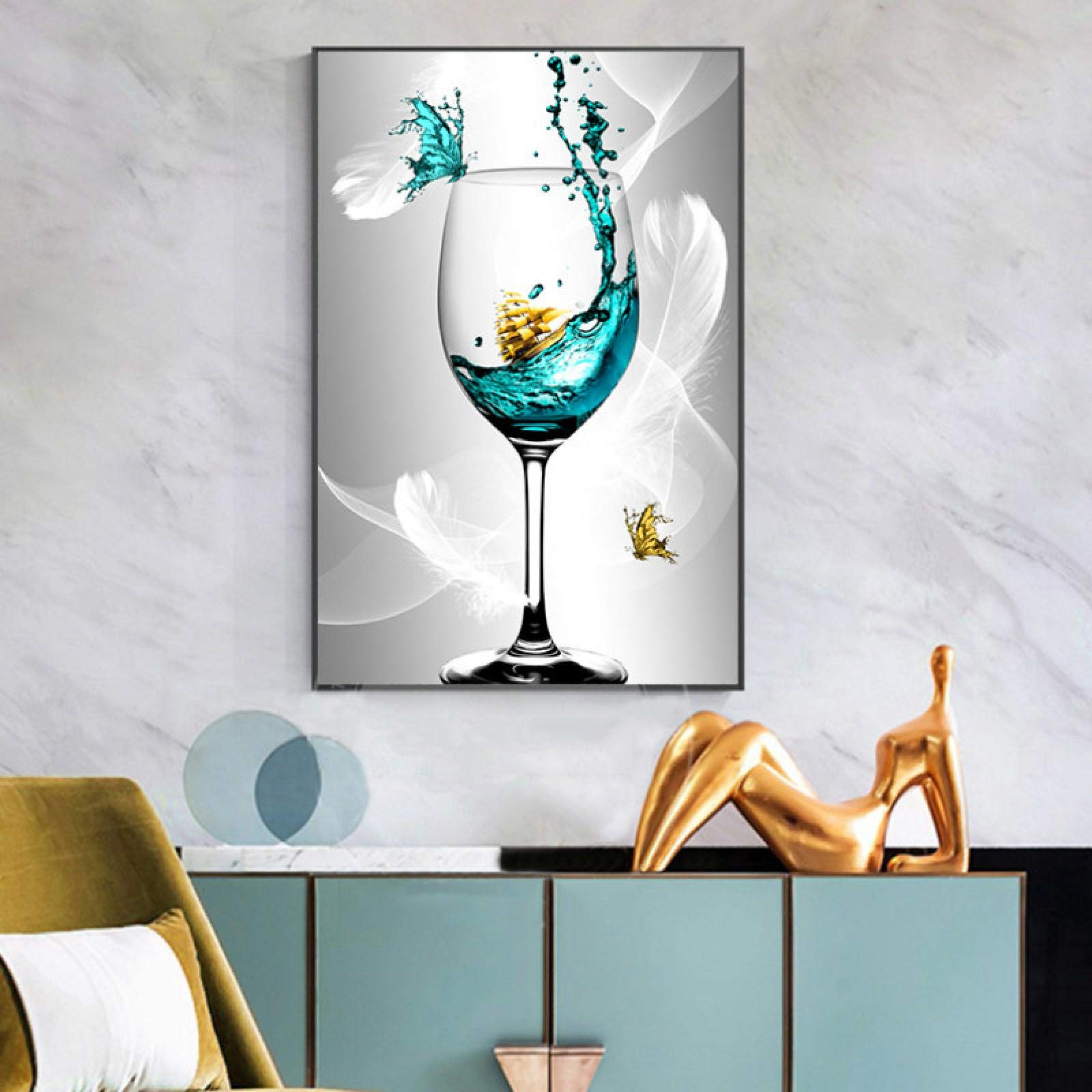 Art mural papillon bleu abstrait 70x100cm pour habiller grand mur