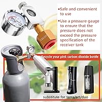Vista 3 de Adaptador de recarga de CO2 para refrescos, adaptador de llenado con manómetro y válvula de alivio de presión, recarga de corriente para Soda