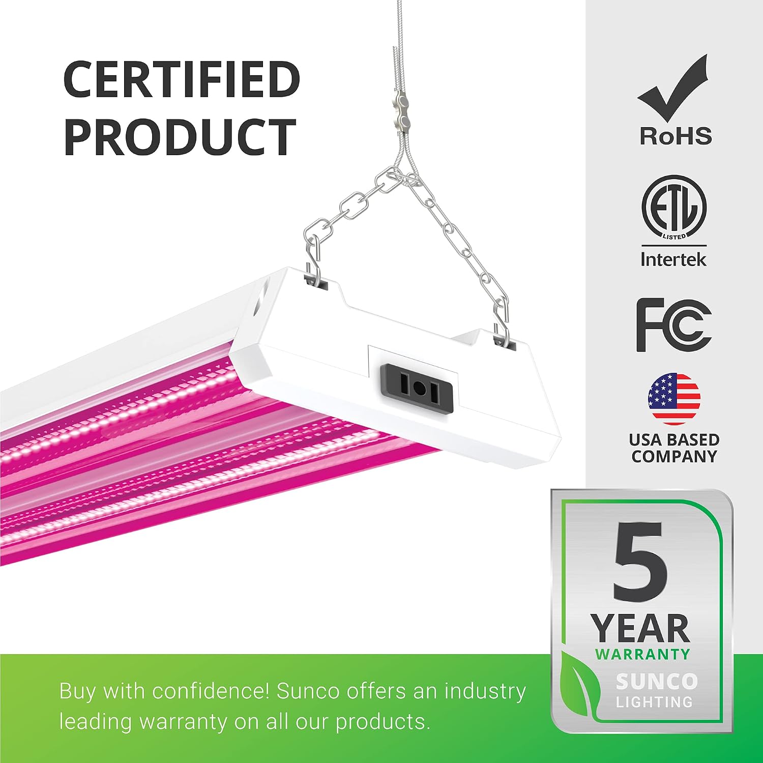 Sunco 4FT LED Grow Light for Indoor Plants 40W, Full Spectrum, Hanging Suspended Fixture, Linkable, Plug in, Greenhouse Year Round for Indoor Plants Seedlings Vegetables Flowers 2 Pack