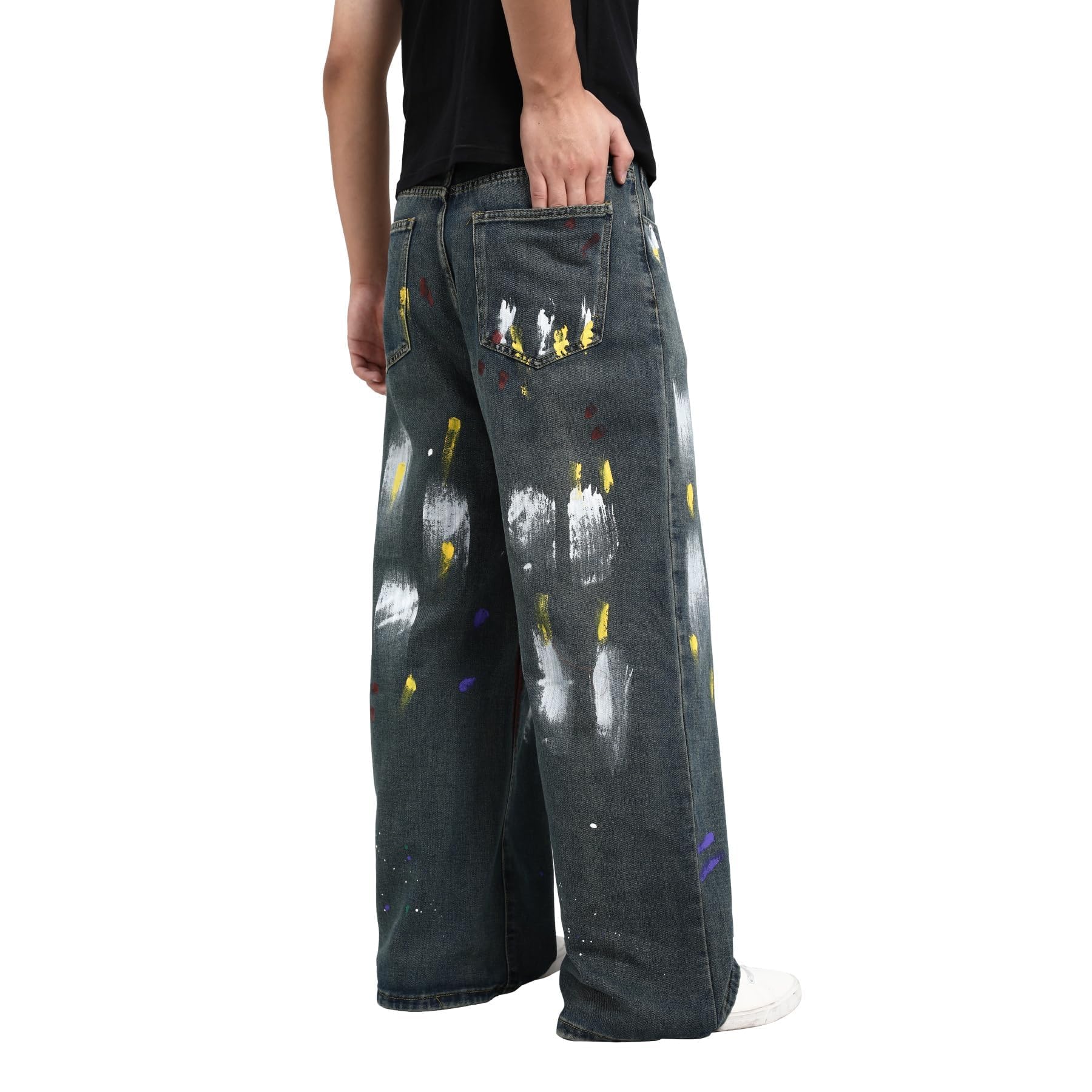 Jeans da uomo Hip Hop Baggy Graffiti Straight Fit Y2K Streetwear