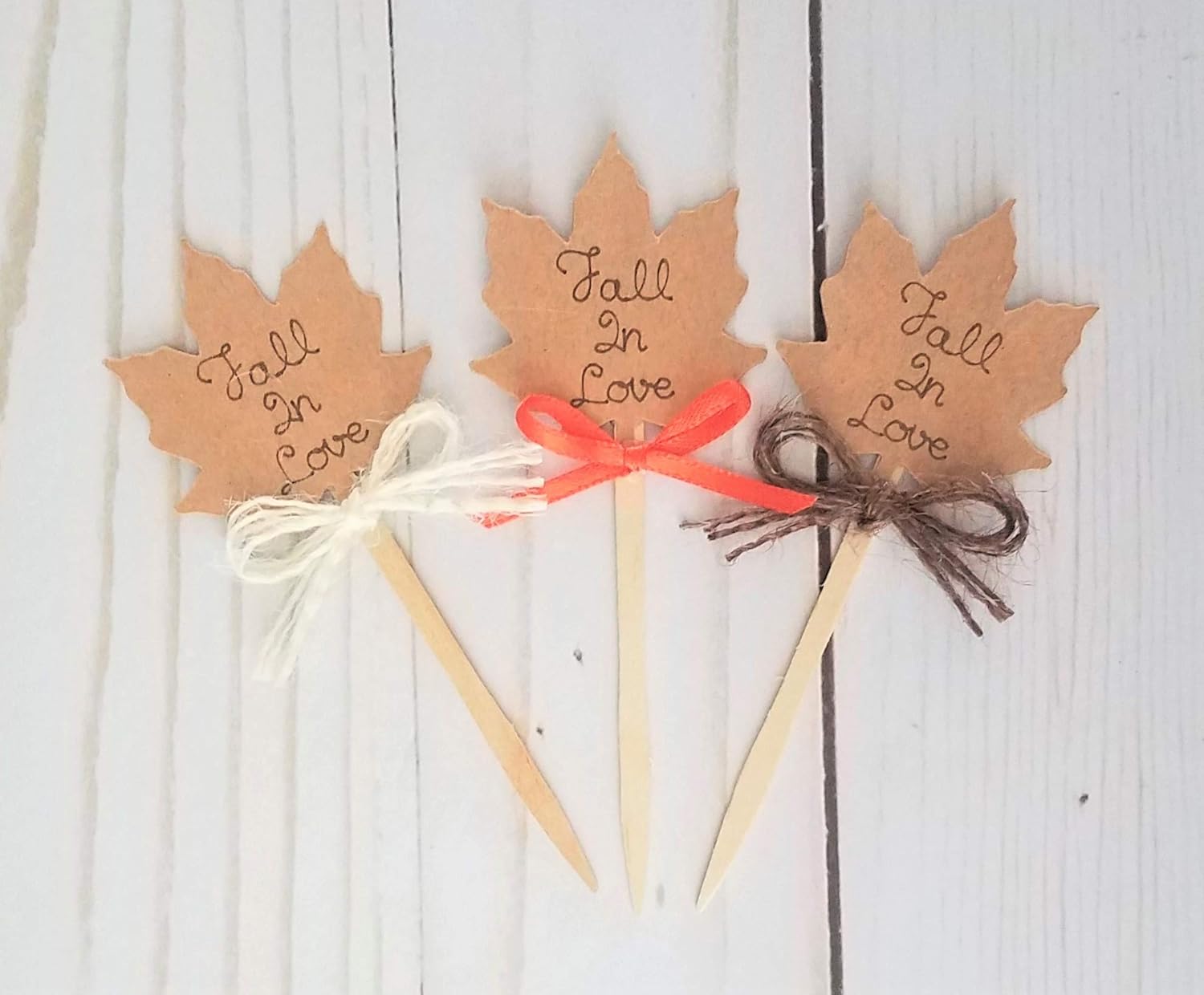 Fall In Love Cupcake Toppers Rustic Fall Bridal Shower Or