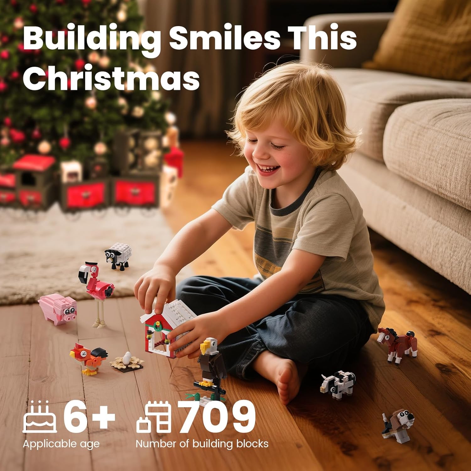 Advent Calendar 2025, Animal Farm, 12-Day Christmas Countdown Gift, Building Block Surprise Set for Teens and Adults