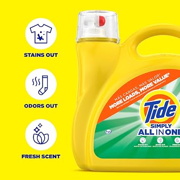 Tide Simply All-In-One Liquid Laundry Detergent, Daybreak Fresh Scent, 138 Loads, 182 fl oz