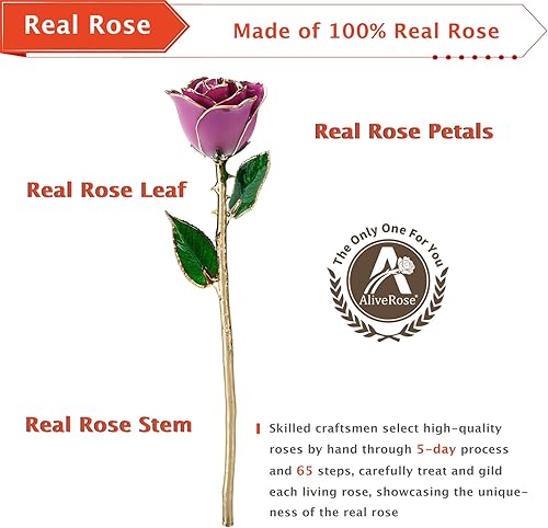 Miniatura 2 de Regalo del Día de San Valentín Rosa Bañada en Oro, Rosa Real de Oro de 24k Regalo para Ella y Gran Regalo de San Valentín para Ella Rosas, con