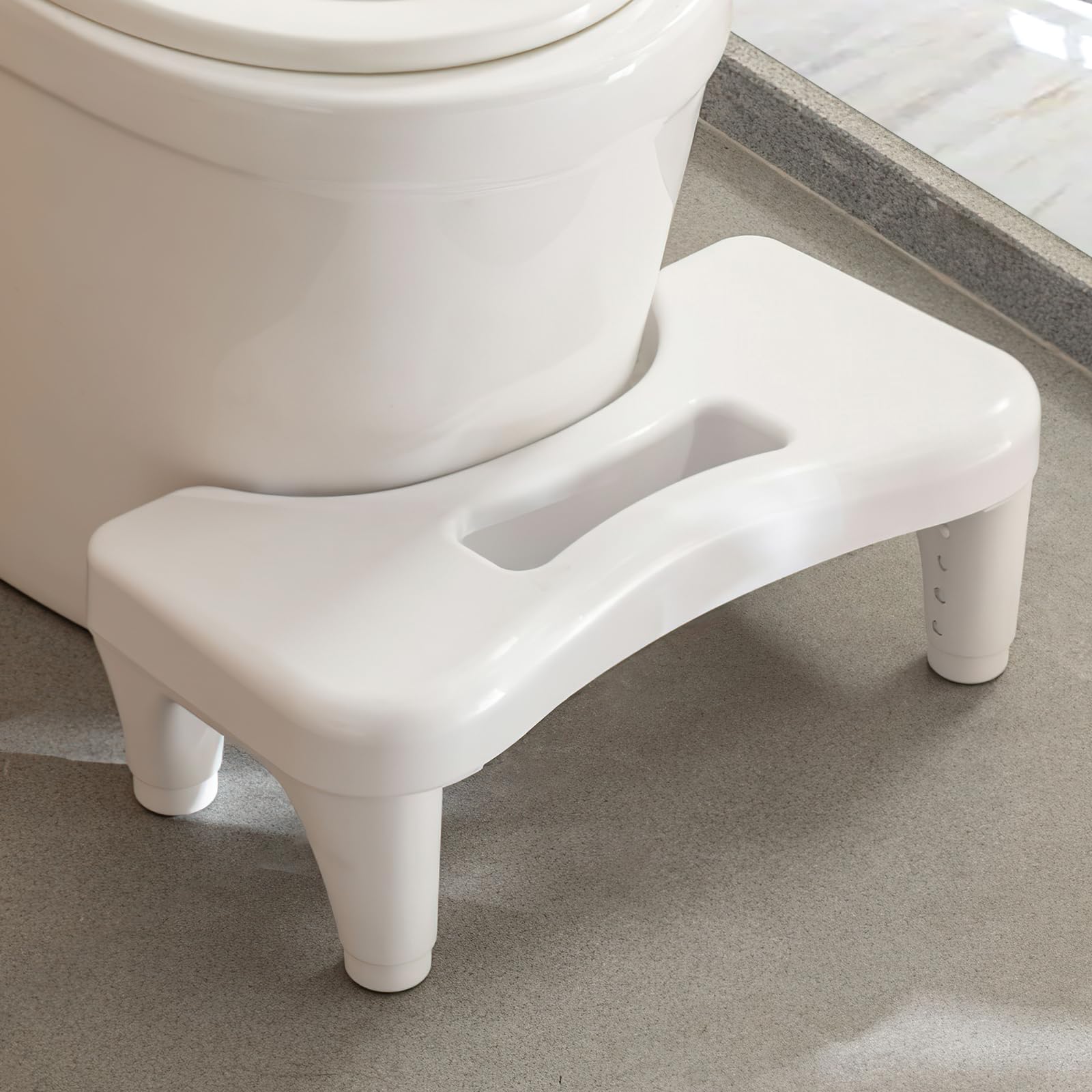 Taburete Inodoro Regulable en Altura, Toilet Stool Ergonomico, Taburete Baño para Inodoro contra Hemorroides, Flatulencia, Estreñimiento, Poop Stool para Niños y Adultos, Blanco