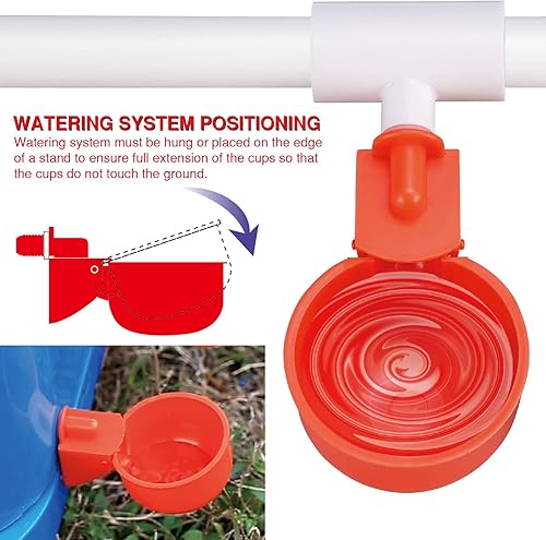 Miniatura 4 de Paquete de 6 tazas de agua de pollo con camiseta de PVC kit de riego automático para aves de corral alimentador de agua para pollo pato codorniz de