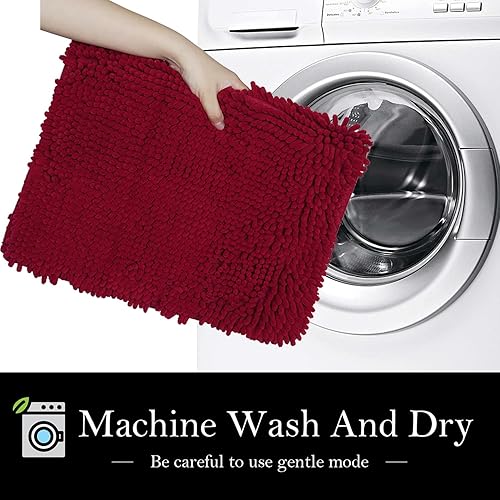 Miniatura 9 de Juego de 2 tapetes de baño de felpilla, superabsorbentes, parte trasera antideslizante de PVC fuerte, tapetes de baño para baño, felpa peluda,