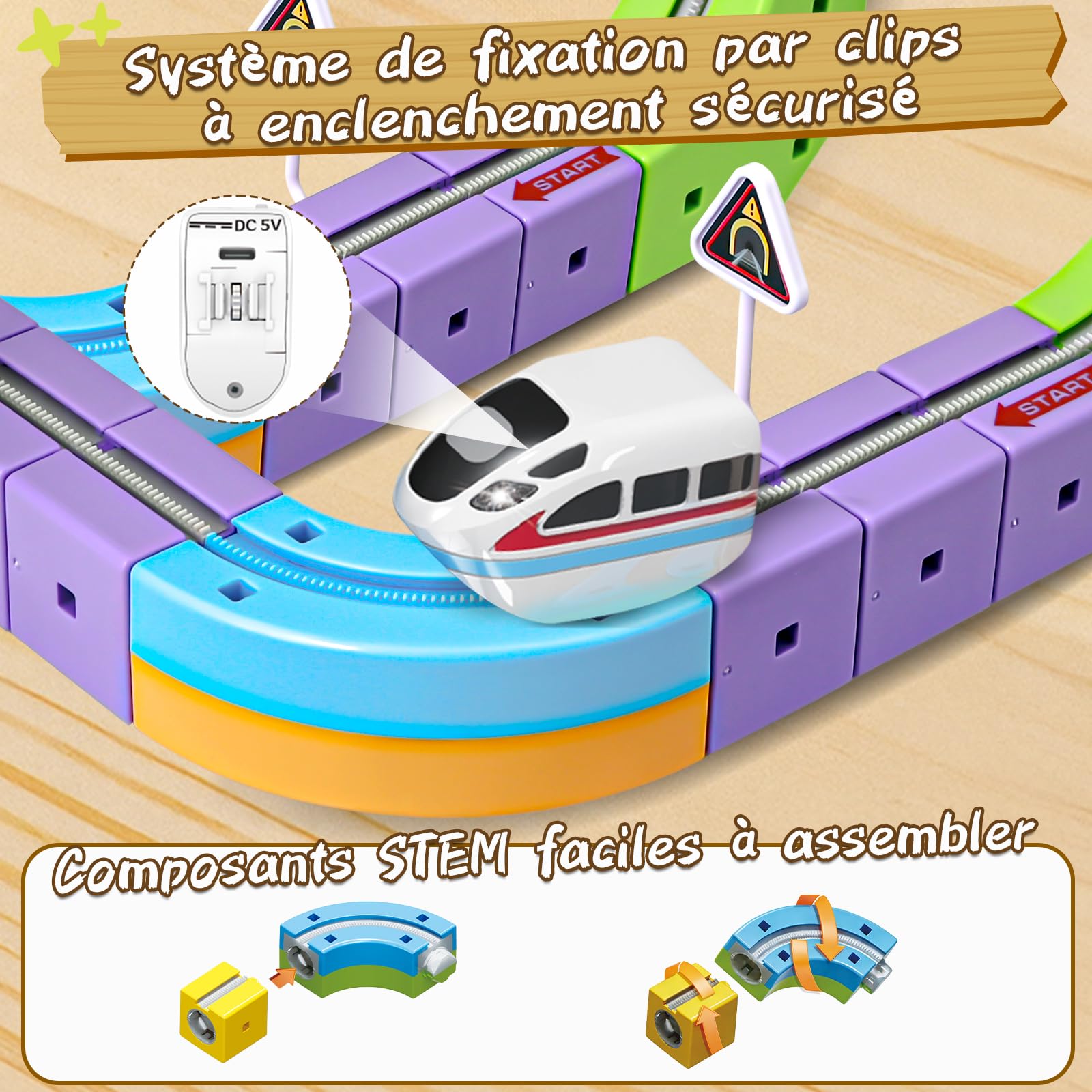 Train Électrique Enfant - Circuit Cube Track avec 3D Rail Magique, Jeu de Construction STEM pour Garçons et Filles 3 Ans+ (Design Anti-Gravité) (Édition Gravity (48 pièces / 34 Circuits))