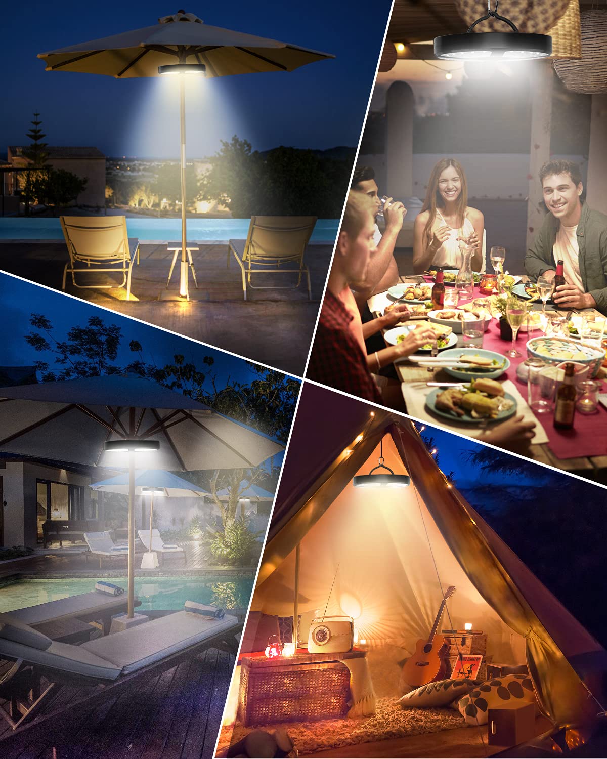 Lumière De Parasol Rechargeable étanche - 3 Modes, Idéale Pour Jardin, Piscine Et Fêtes