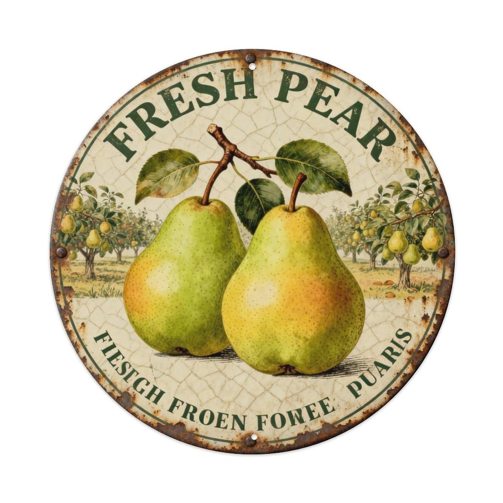 FRESH PEAR Metal Tin Sign Plaque