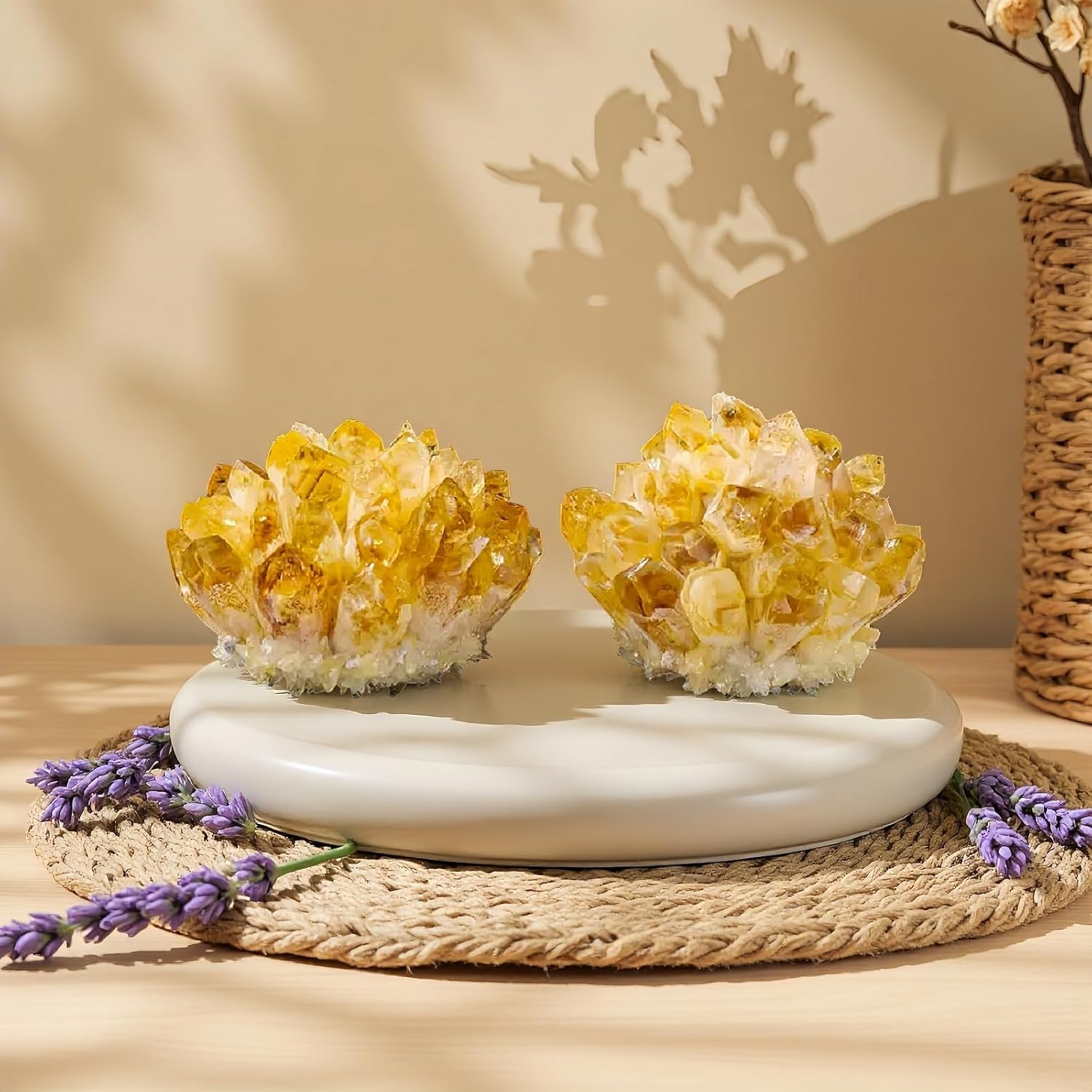 Citrine Crystal Cluster Large Quartz Crystal Formation- Large Yellow Crystal for Positive Energy Authentic Citrine Stone - Citrine Stone Crystal Clusters for Healing