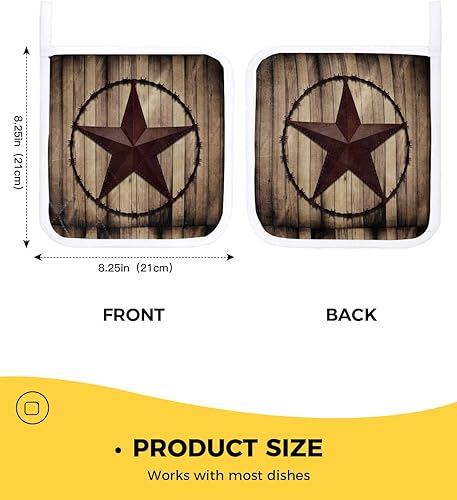 Miniatura 3 de Juego de 4 soportes para ollas Western Farm Star, Texas Art Potholder a prueba de calor, antideslizantes, tablero de madera vintage de granja,