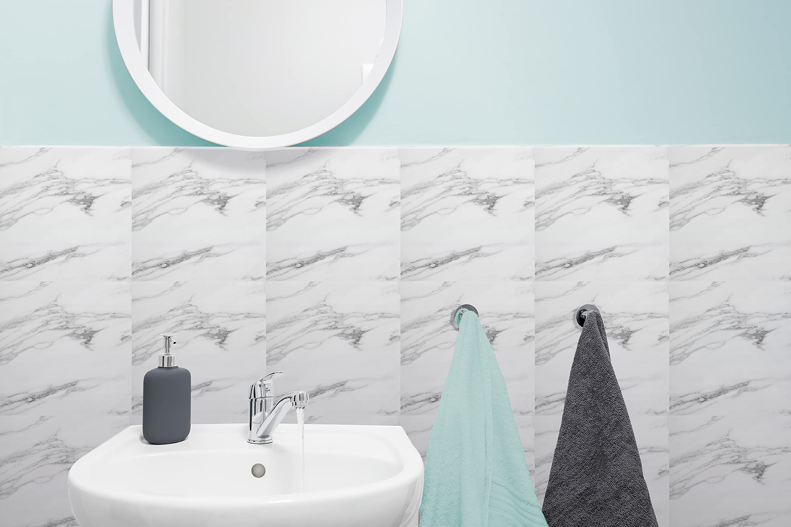d-c-fix 6 vinilos azulejos adhesivos de pared Mármol premium 30x30 cm - impermeable y lavable - paneles decorativos pegatinas baldosas decoración revestimiento PVC - para baño, cocina