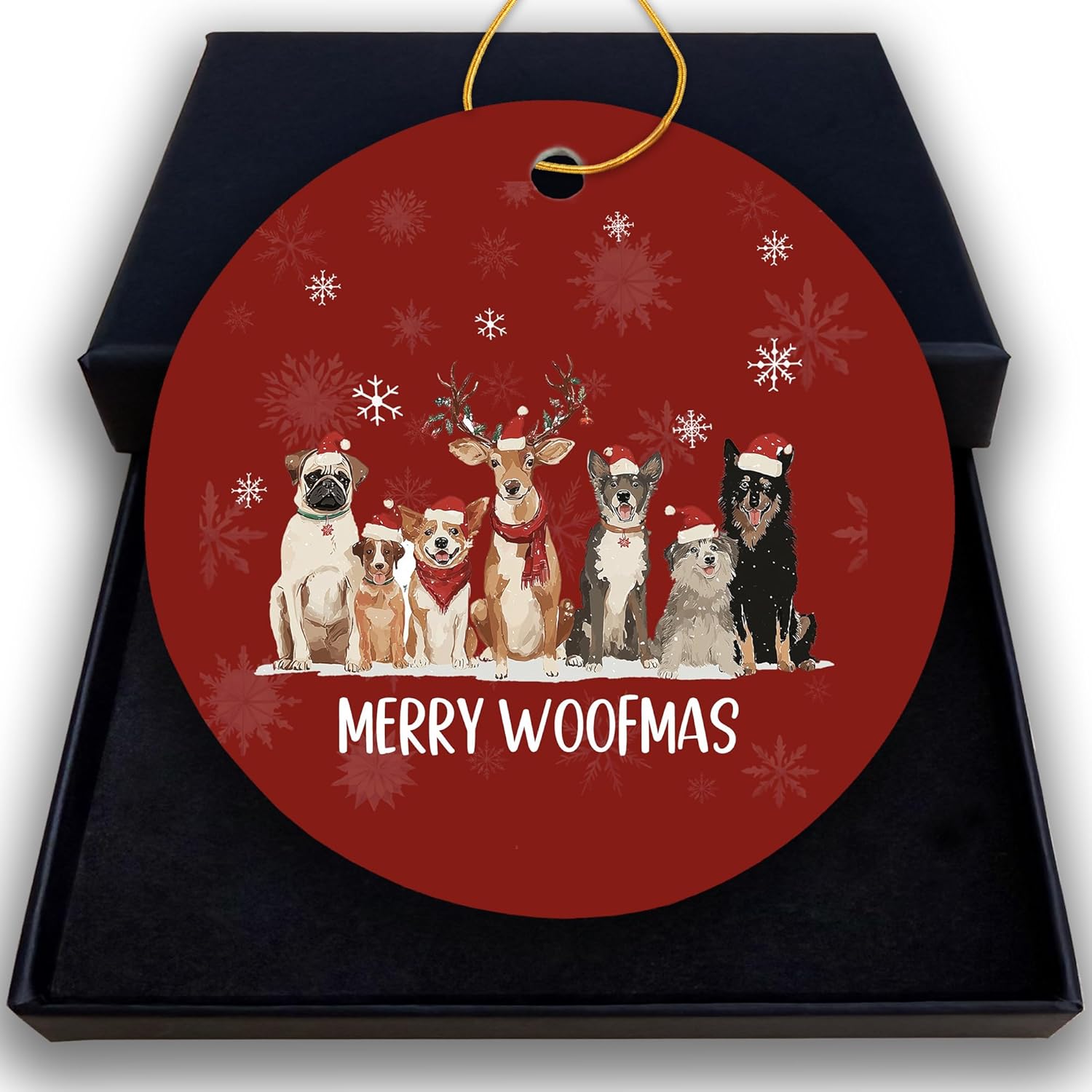 Dog Christmas Ornament, Dog Mom Dad Lovers Owner Gifts Hanging Ornaments for Christmas Tree Party Holiday Vacation Decorations, Pet Lover Gifts, Merry Woofmas Xmas Keepsake Ornaments 225-BH-GJ Dog Pack