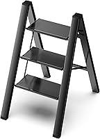 Vista 21 de GameGem Escalera Plegable de Hierro de 4 Escalones Taburete Escalón con Antideslizante y Pedal Ancho para Uso en el Hogar y la Cocina Ahorro de Negro