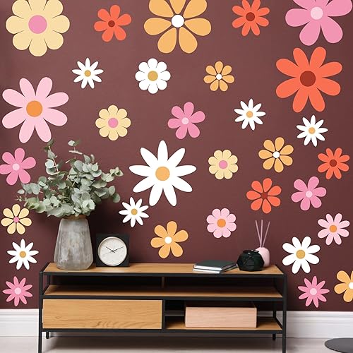 Miniatura 7 de 12 hojas de calcomanías de pared de margaritas blancas, calcomanías de pared de margaritas grandes, calcomanías florales para niños, niñas,